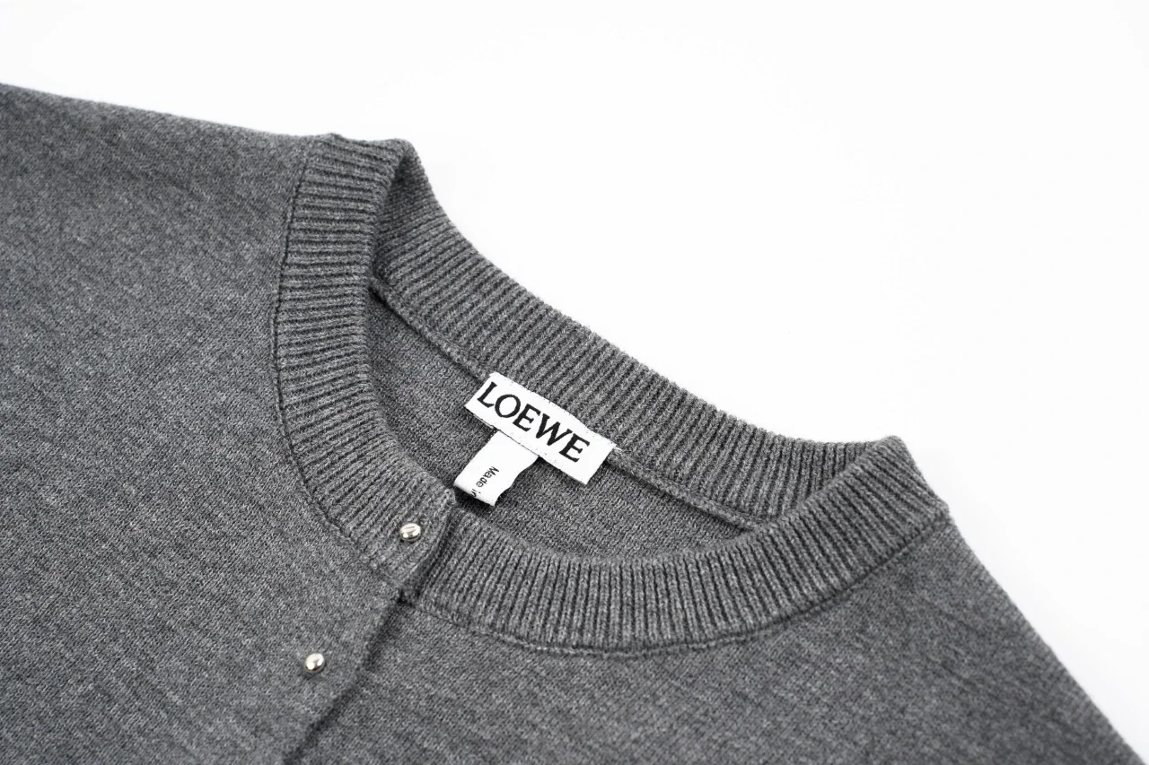 LOEWE Grey Studded Wool Cardigan Jacket product photo from LabelPicks