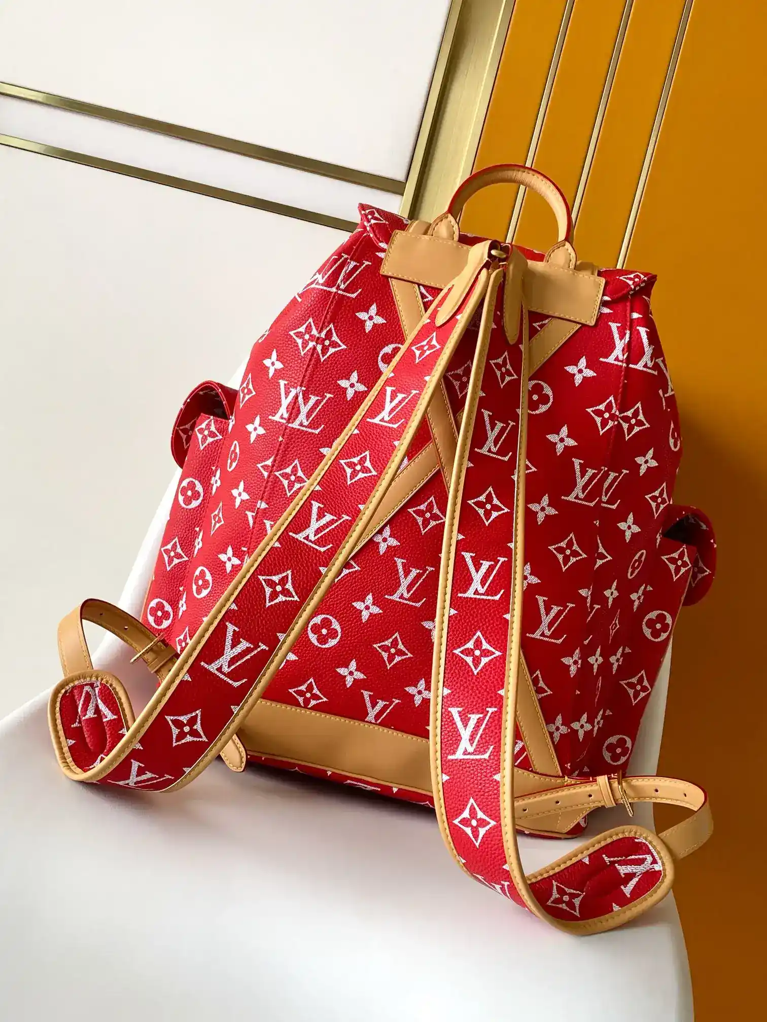 Louis Vuitton Christopher Red Monogram Canvas Backpack product photo from LabelPicks
