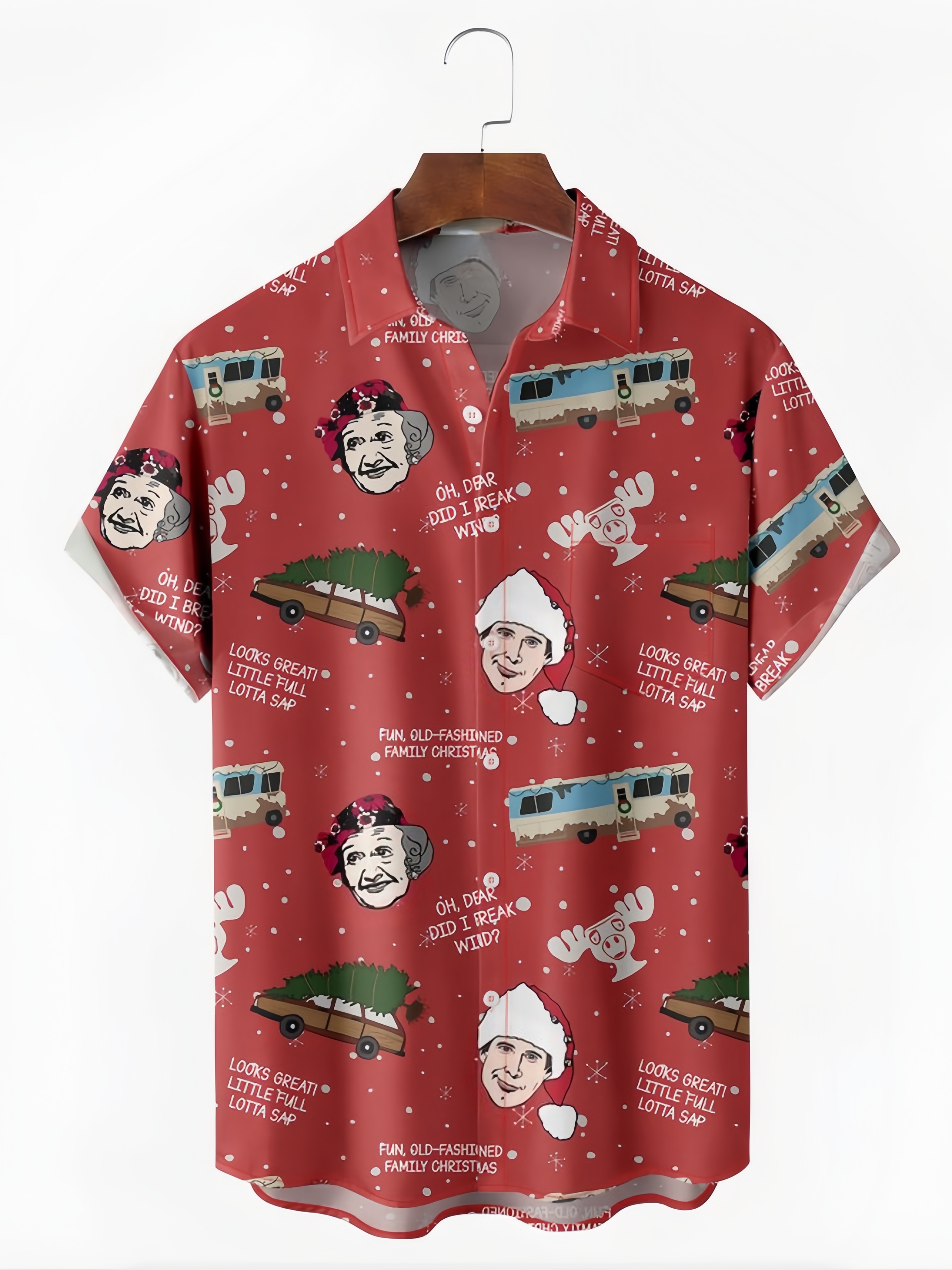Santa Claus Pocket Short Sleeve Casual Shirt
