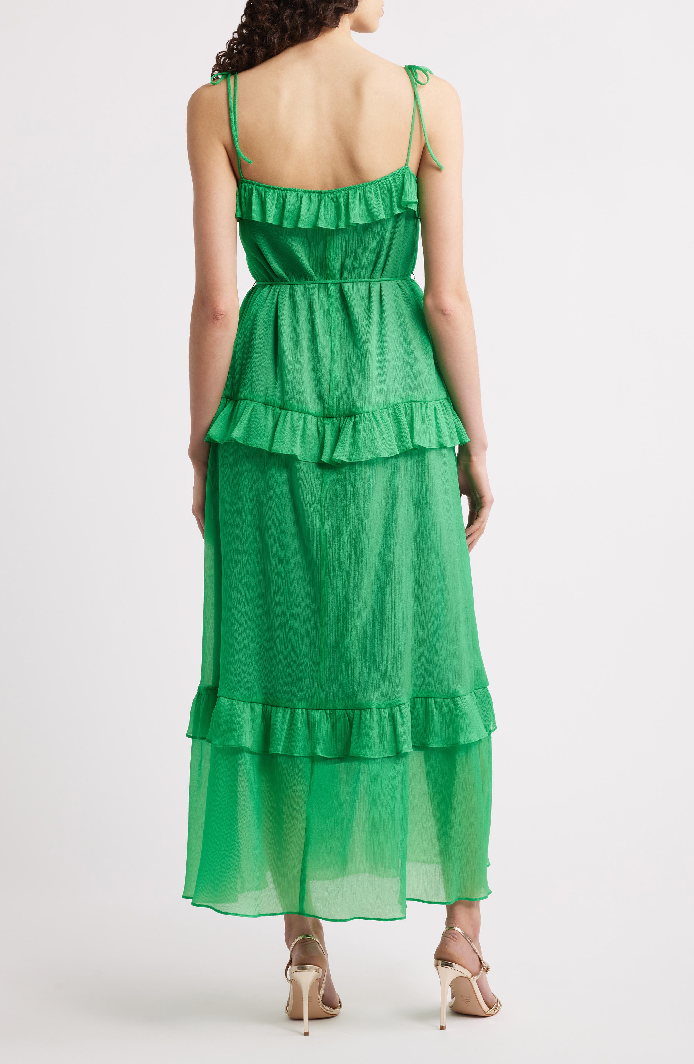 Julia Jordan Tie Strap Tiered Midi Dress