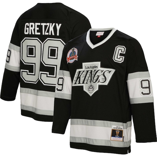 Wayne Gretzky Los Angeles Kings Captain Patch 1992/93 Blue Line Player Jersey - Black
