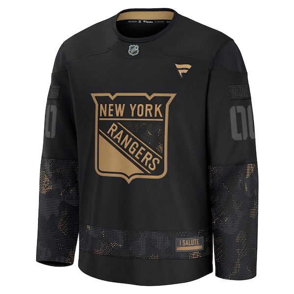 New York Rangers  2024 Military Appreciation Personalized Long Sleeve Practice Jersey - Black