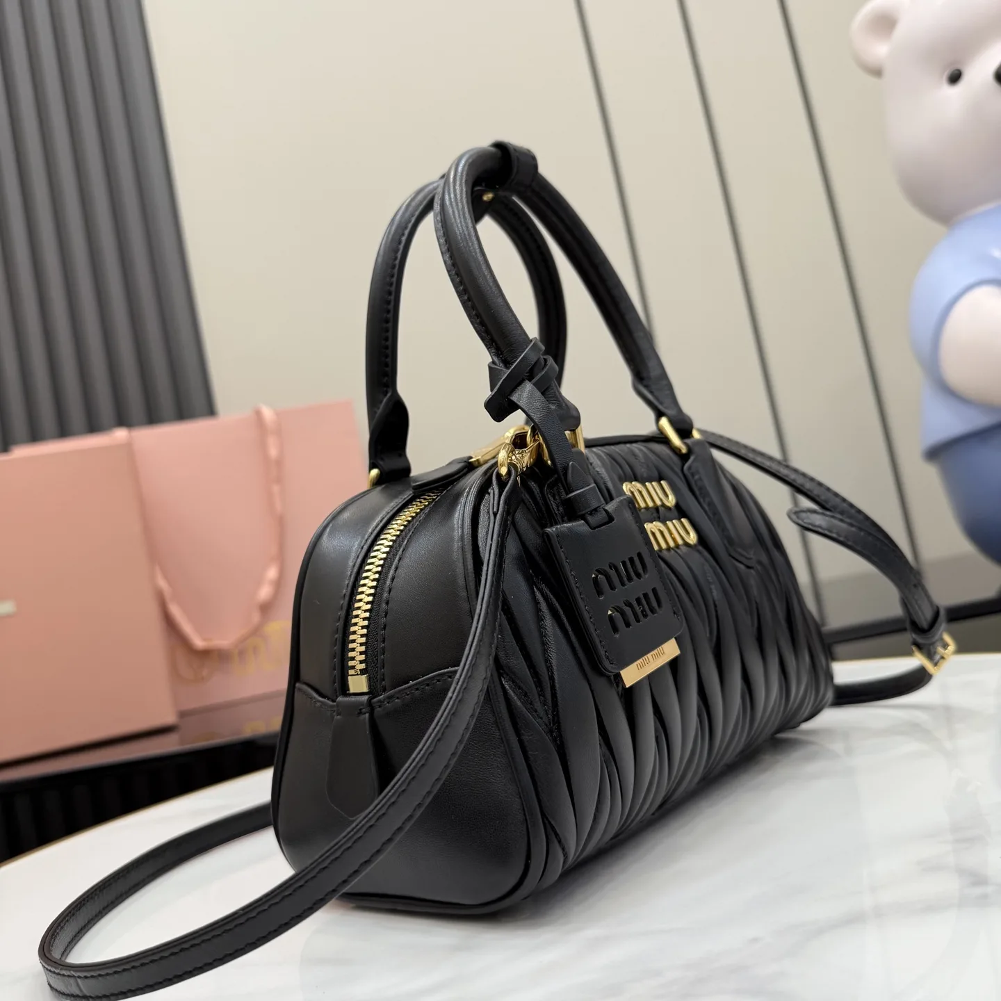 Miu Miu Arcadie Black Lambskin Top Handle Bag product photo from LabelPicks