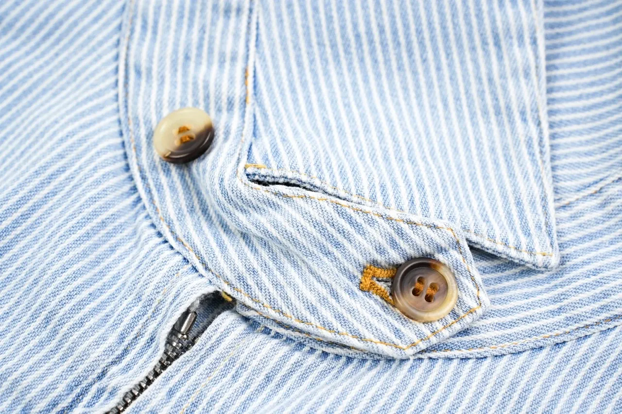 Miu Miu Light Blue Striped Denim Jacket product photo from LabelPicks