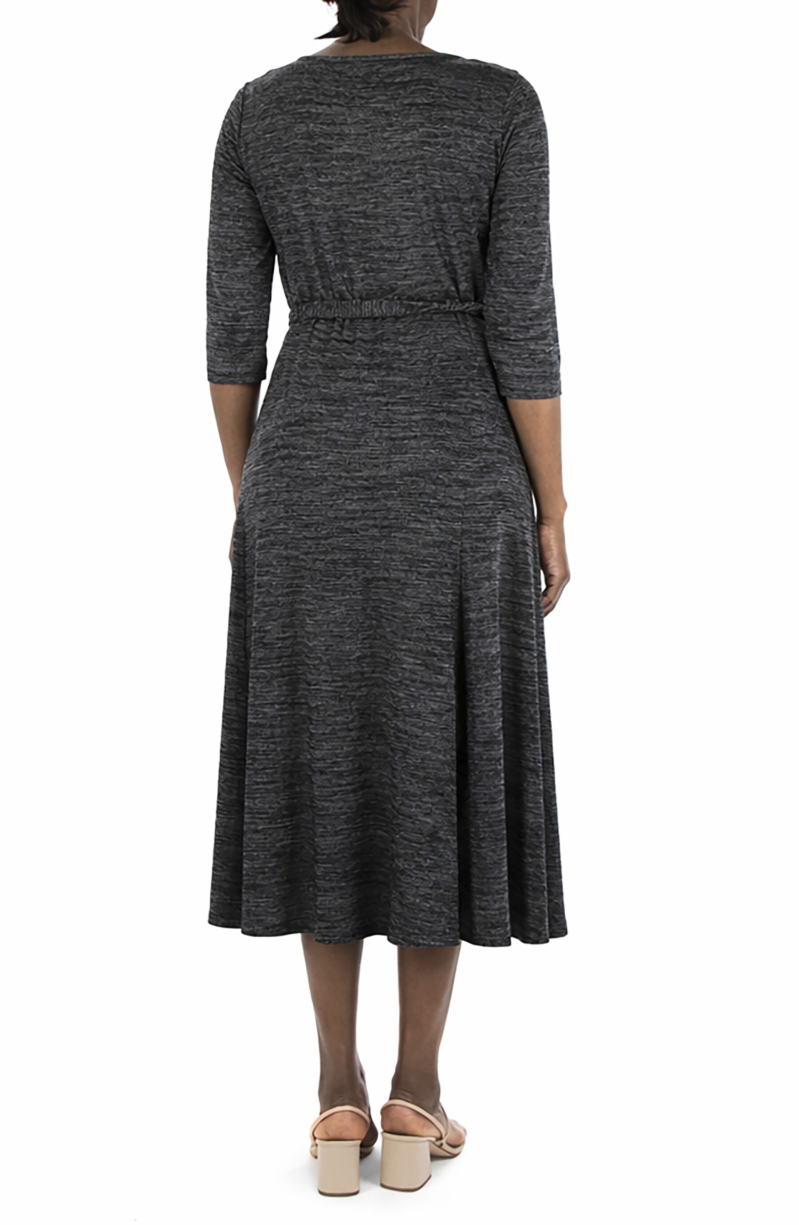 Nina Leonard Sylvia Belted Knit Midi Dress