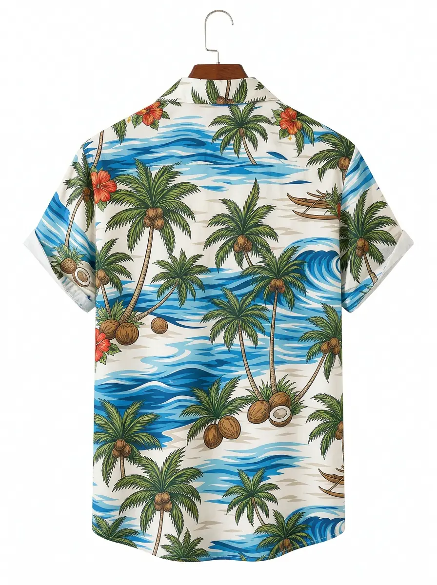 Men's printed shirts Coconut Palm Wave Hawaiian Shirt