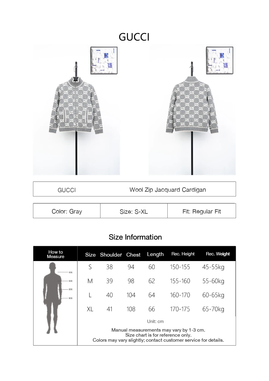GUCCI Grey White GG Jacquard Zip Cardigan product photo from LabelPicks