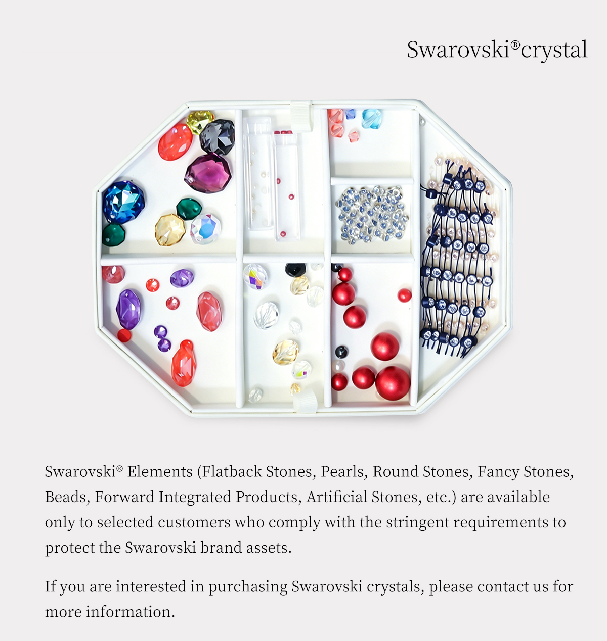 Swarovski crystal beads mixed sample case – assortment of sizes and finishes