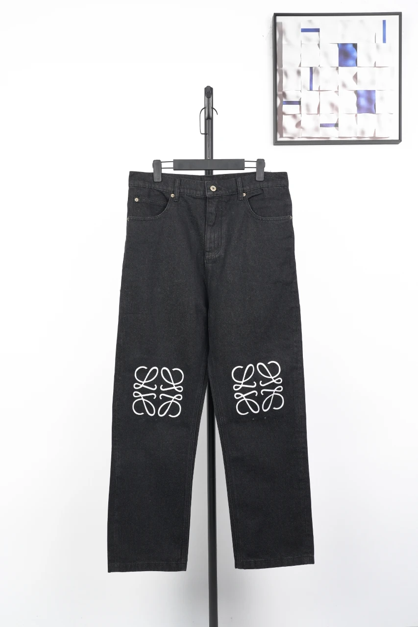 LOEWE Black Denim Jeans with Knee Anagram Detail product photo from LabelPicks