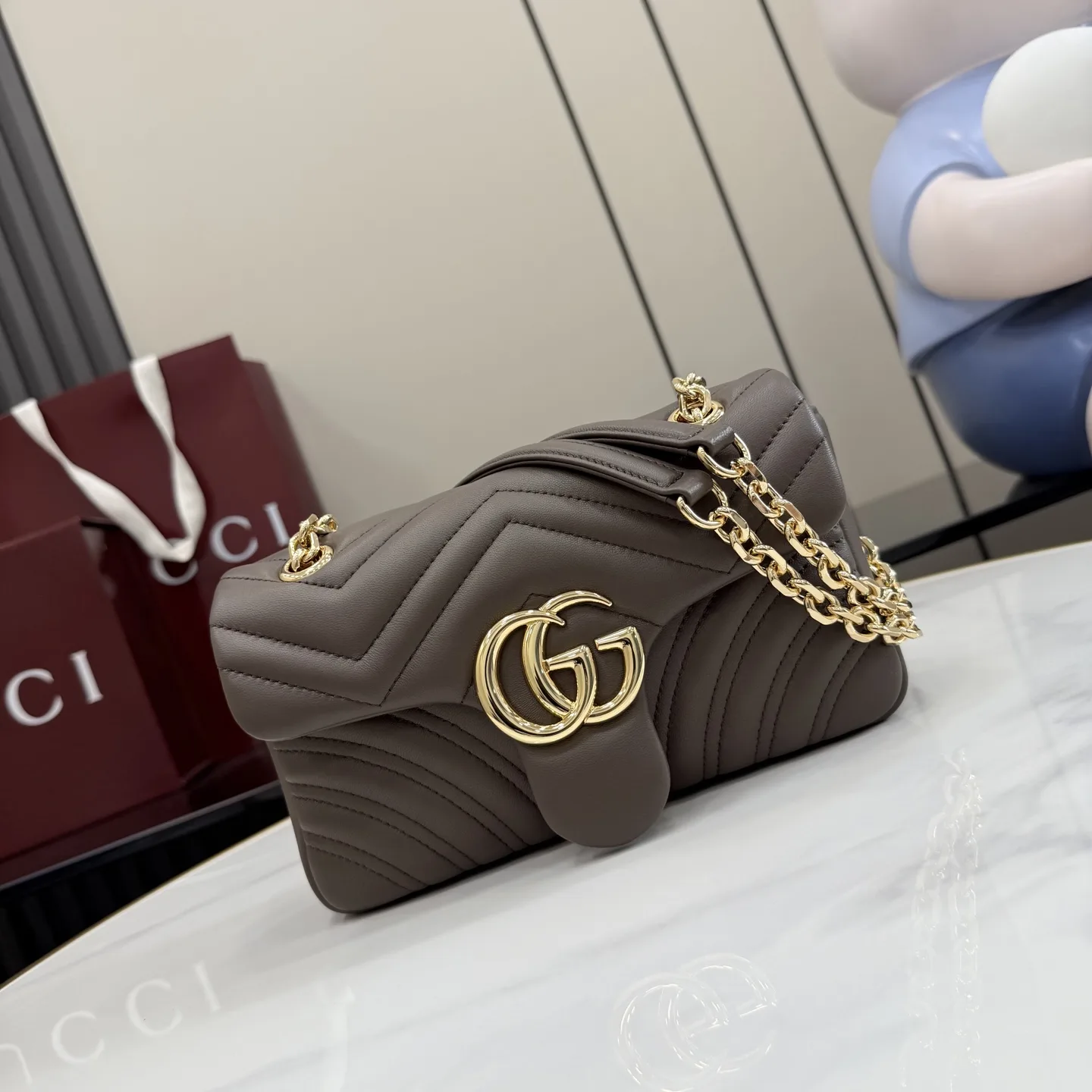 Gucci Grey Marmont GG Supreme Canvas Shoulder Bag product photo from LabelPicks