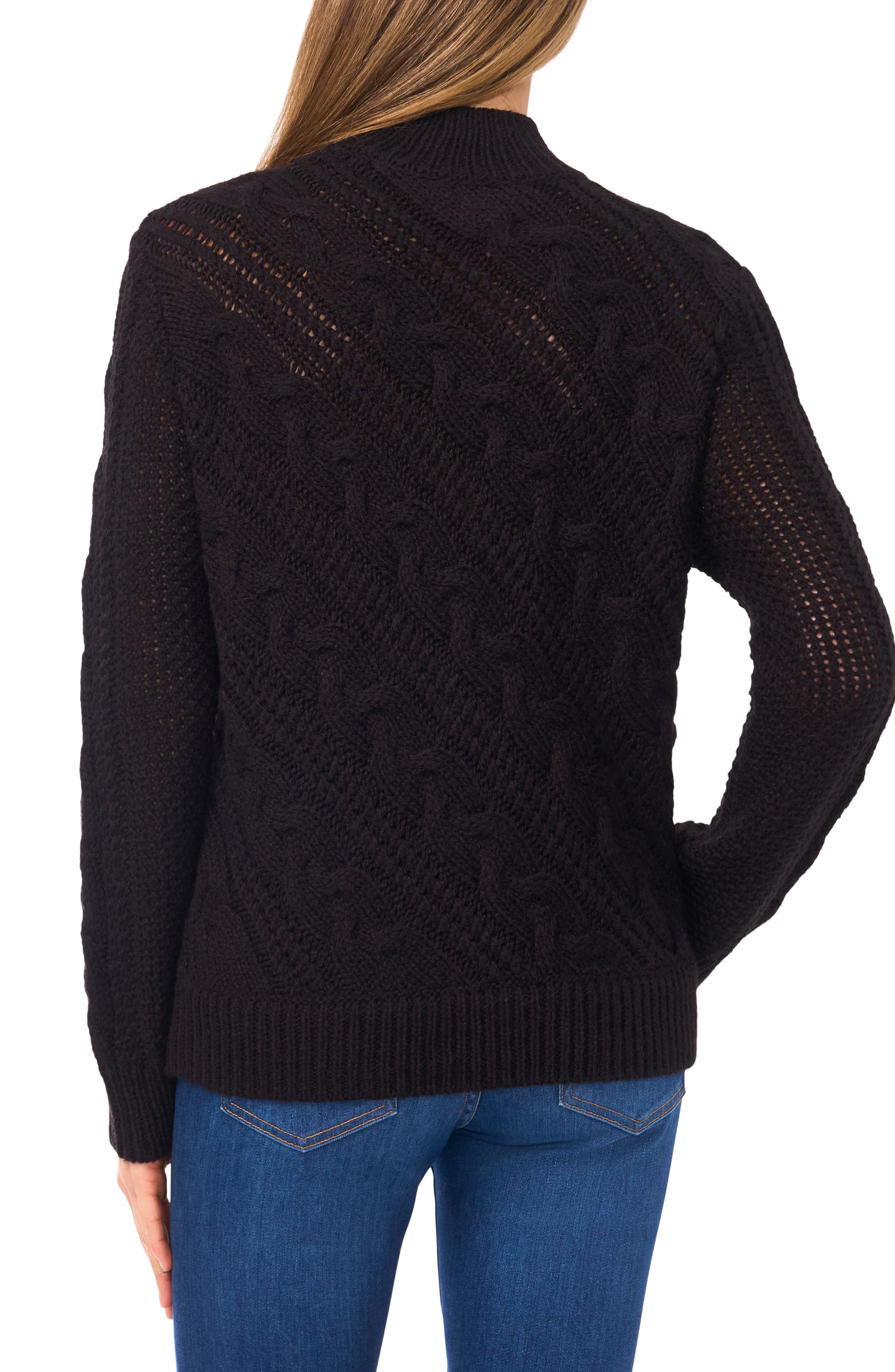 Halogen® Diagonal Cable Mock Neck Sweater