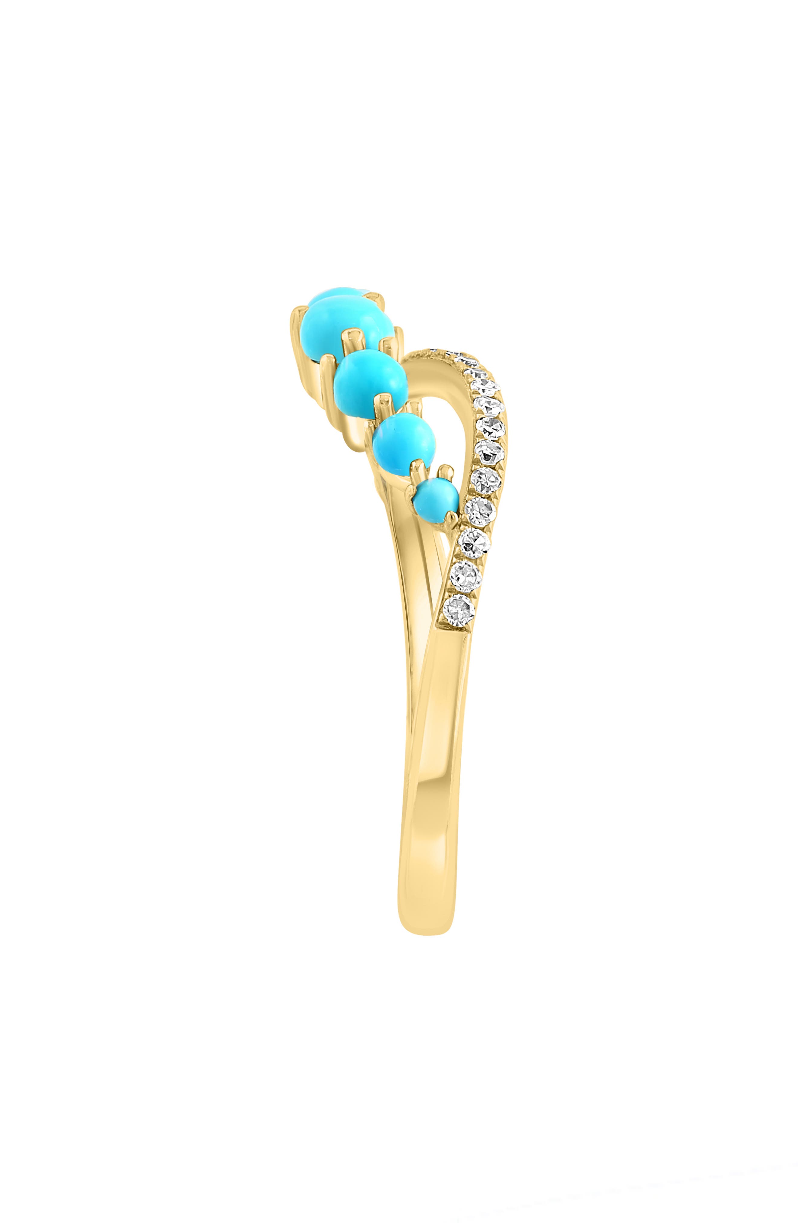 EFFY 14K Yellow Gold Turquoise & Diamond Ring - 0.06ct.