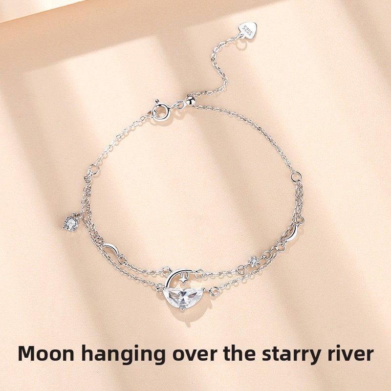 New style, clear spring water bracelet, Korean-style, trendy, perfect for best friends, double-layer design, creative star and galaxy-themed jewelry