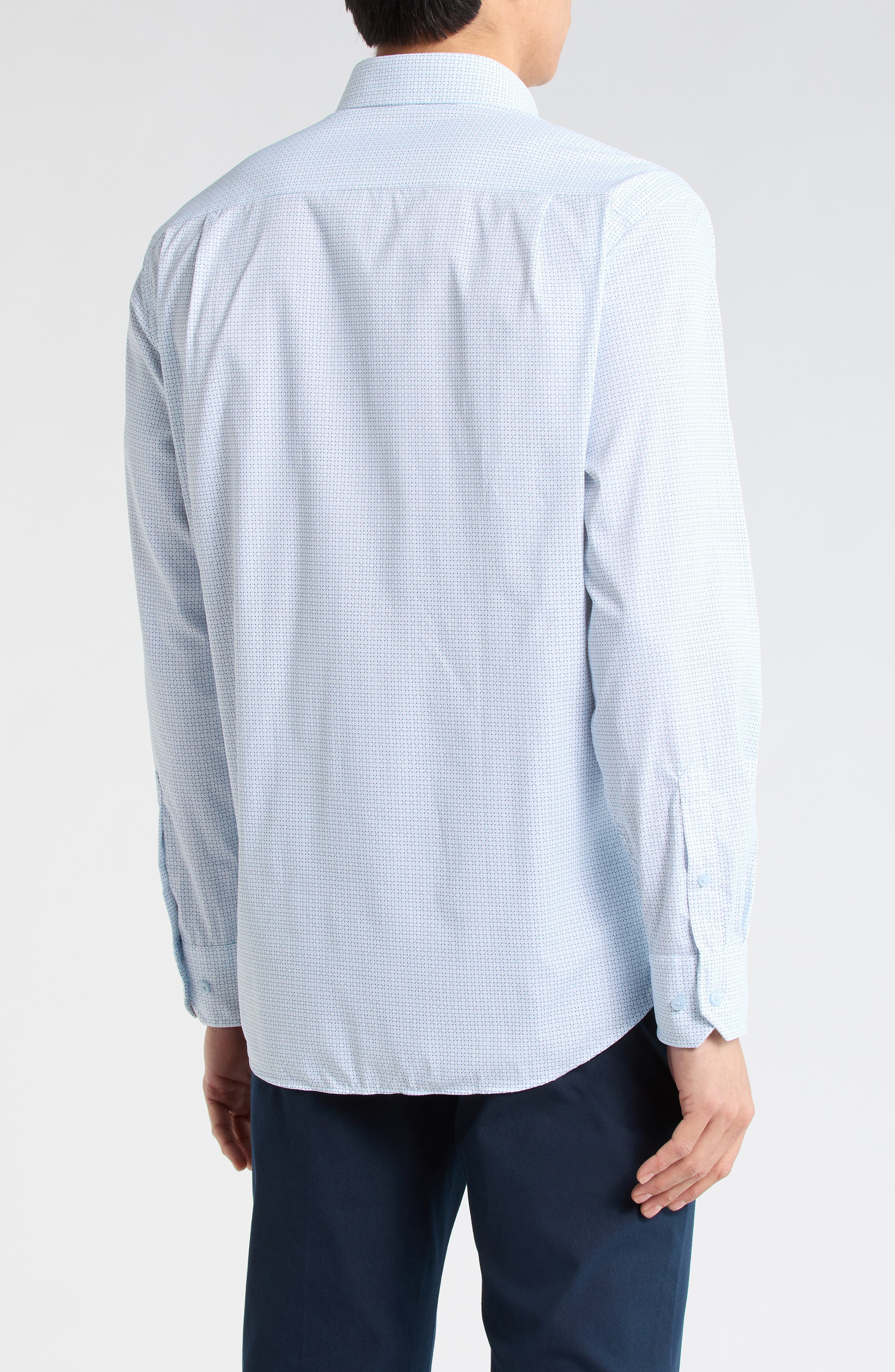 David Donahue Neat Print Performance Sport Shirt