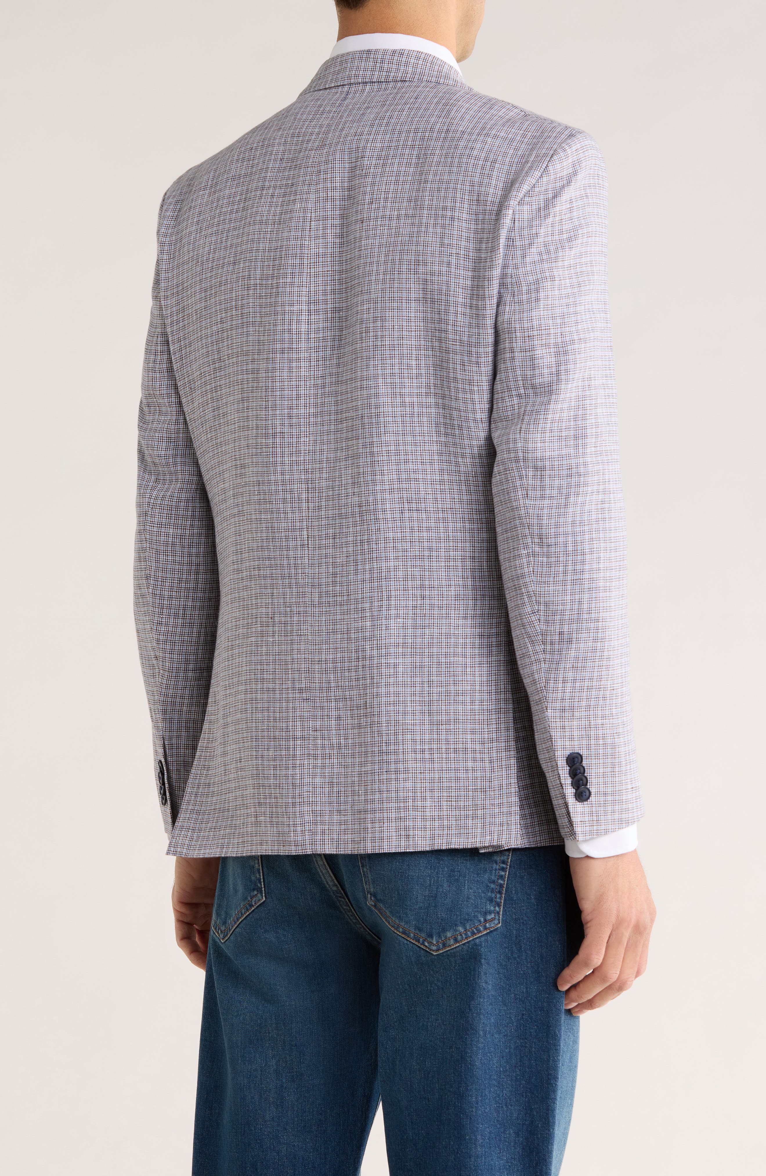 Tommy Hilfiger Check Notch Lapel Linen Blazer