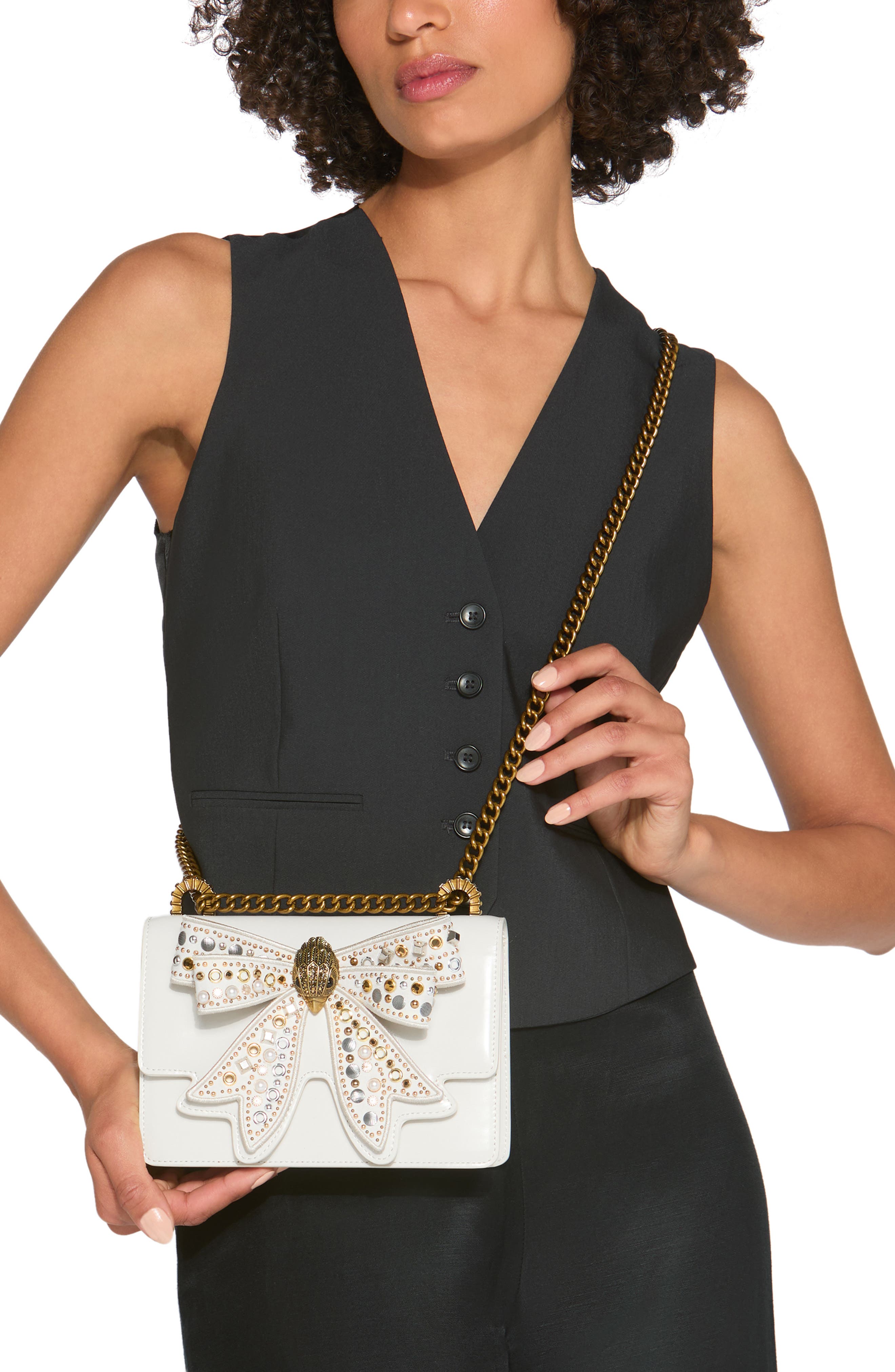Kurt Geiger London Small Shoreditch Bow Convertible Leather Crossbody Bag