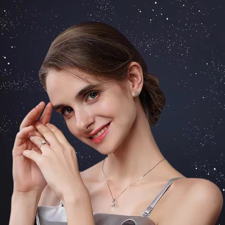 Bubble Diamond Pendant 30-point Real Diamond Necklace 50-point Full Diamond Collarbone Chain