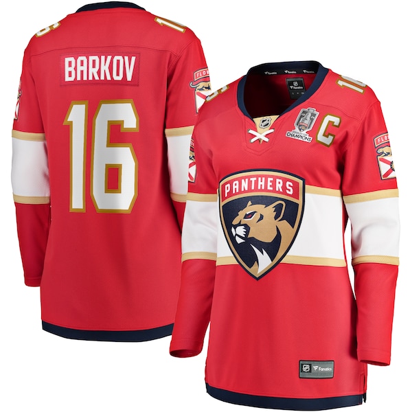 Aleksander Barkov Florida Panthers  Women's Home 2024 Stanley Cup Champions Breakaway Player Jersey – Red