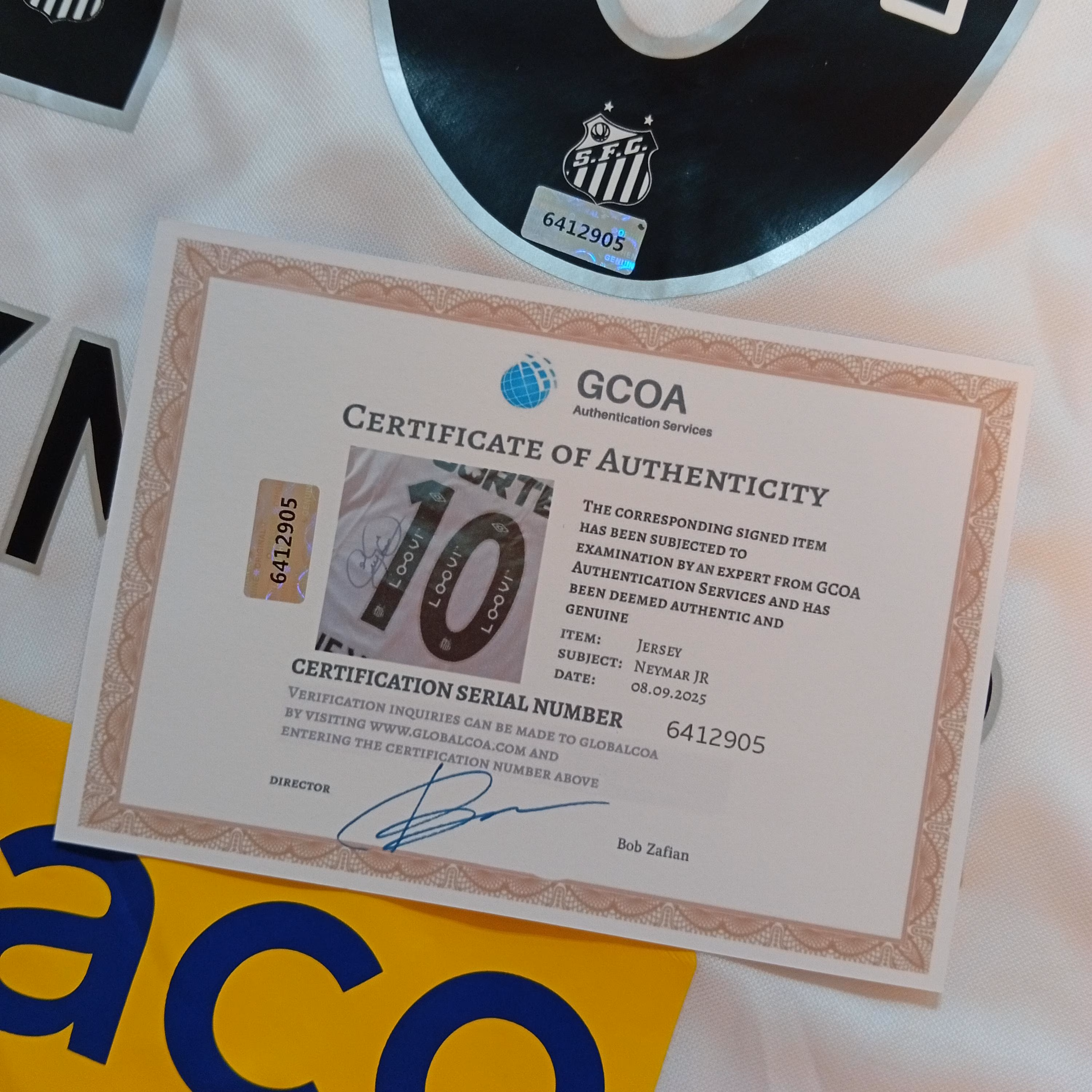 Neymar Jr. Signed Autographed Santos FC Jersey with COA
