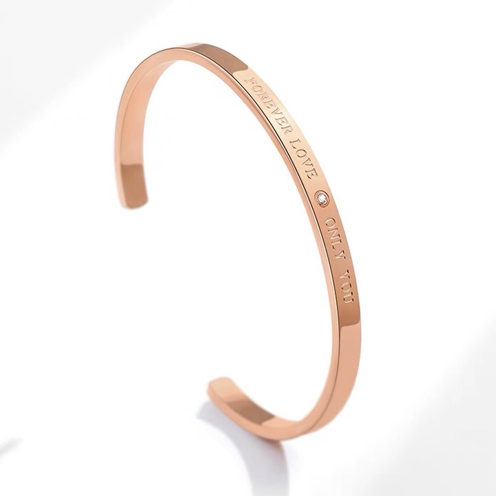 Rose titanium steel bracelet female opening INS niche design high-end light luxury net celebrity jewelry explosion style