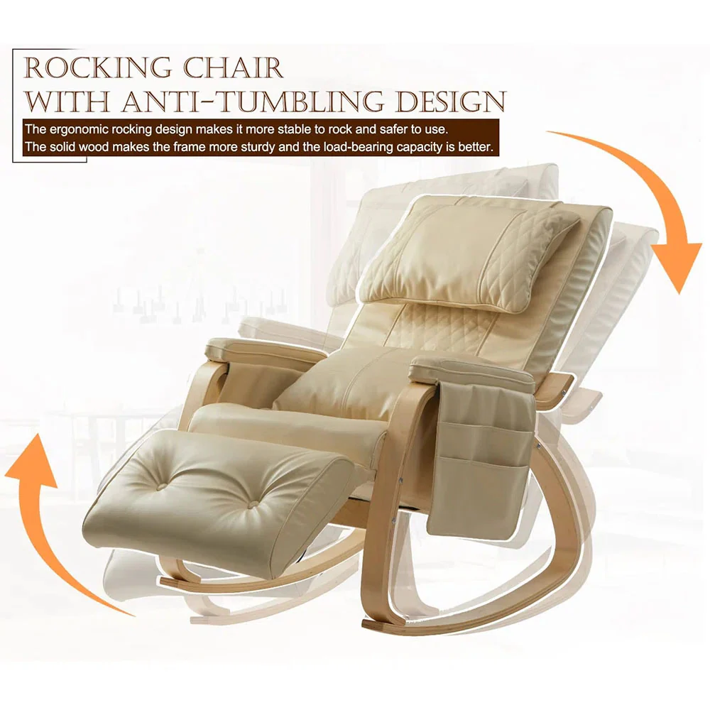 Heated Massage Rocking Chair - PU Leather Recliner with Vibration