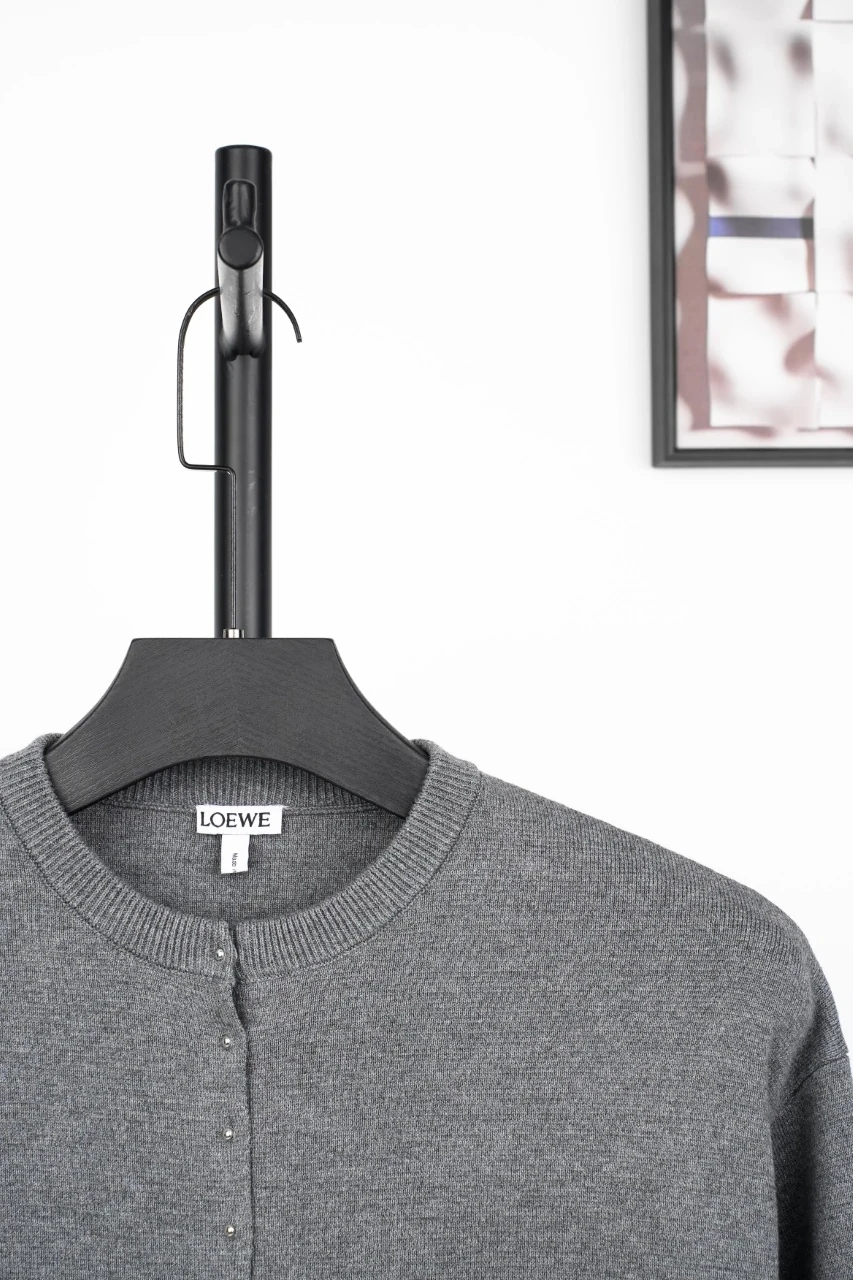 LOEWE Grey Studded Wool Cardigan Jacket product photo from LabelPicks