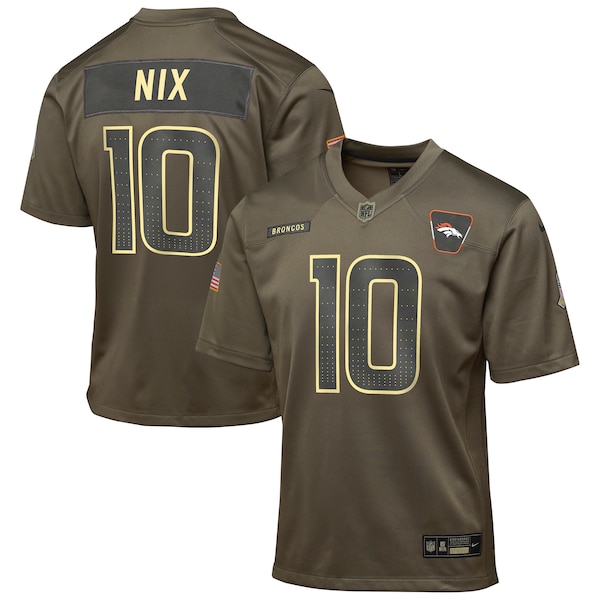 Bo Nix Denver Broncos Nike Youth 2025 Salute to Service Game Jersey - Olive