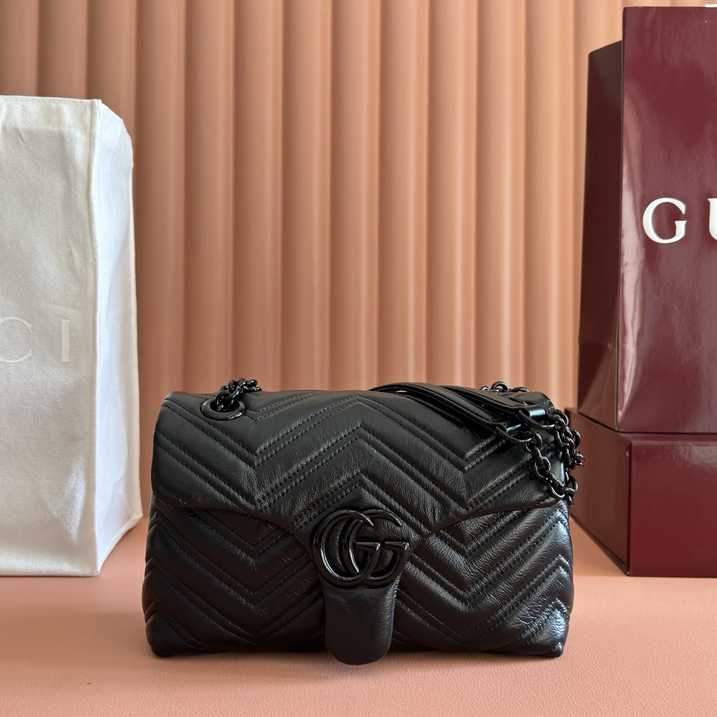 Gucci Marmont Black GG Supreme Canvas Shoulder Bag product photo from LabelPicks