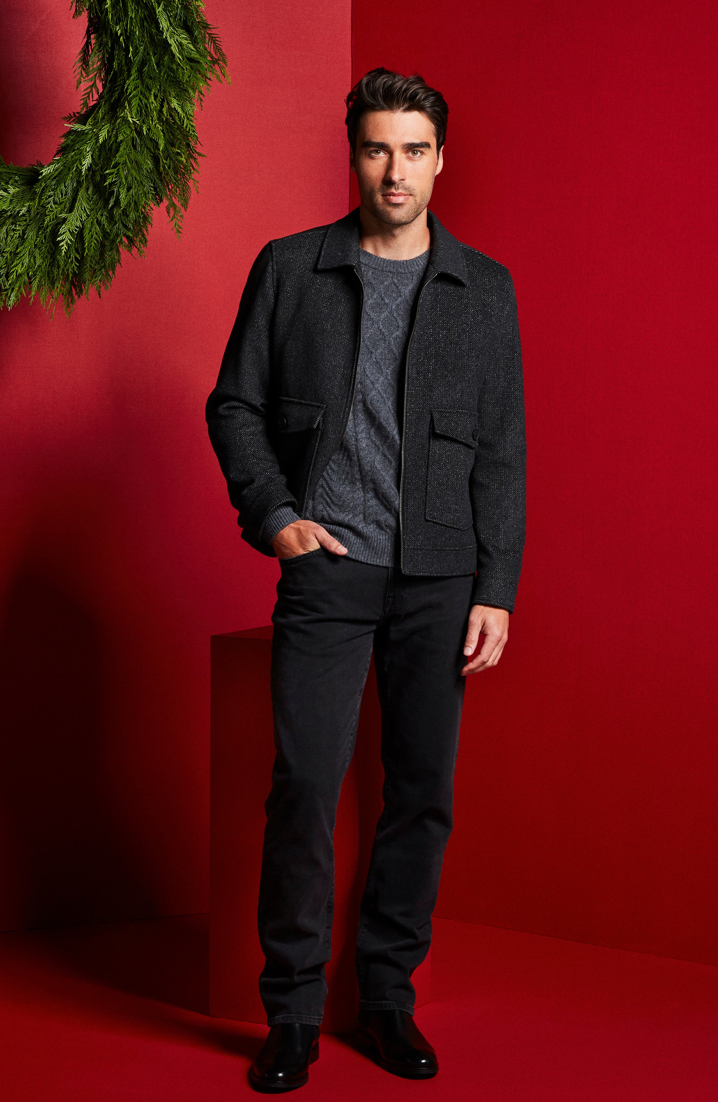 Nordstrom Wool Blend Zip Front Jacket