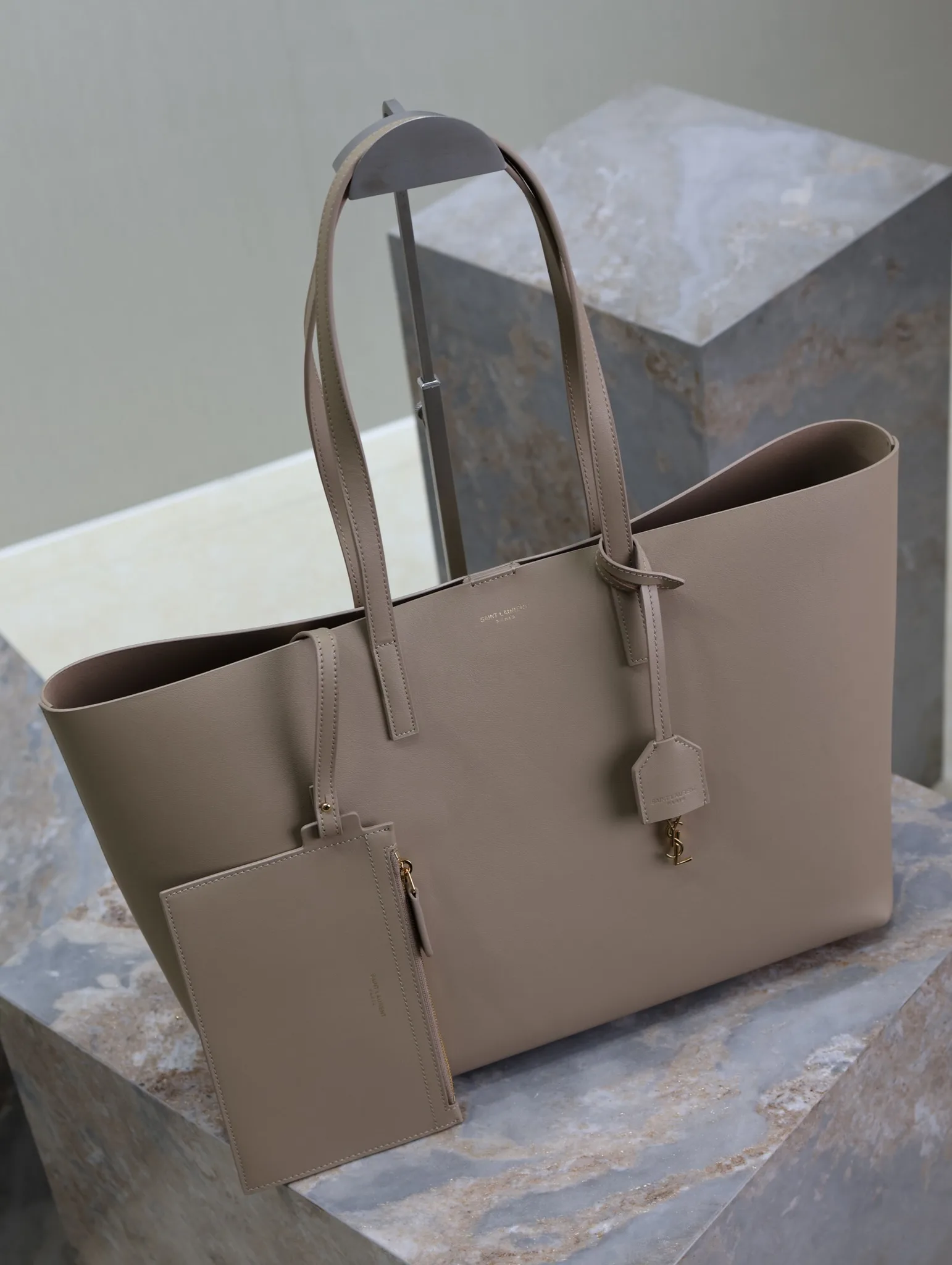 Saint Laurent Beige Calfskin Tote Bag product photo from LabelPicks