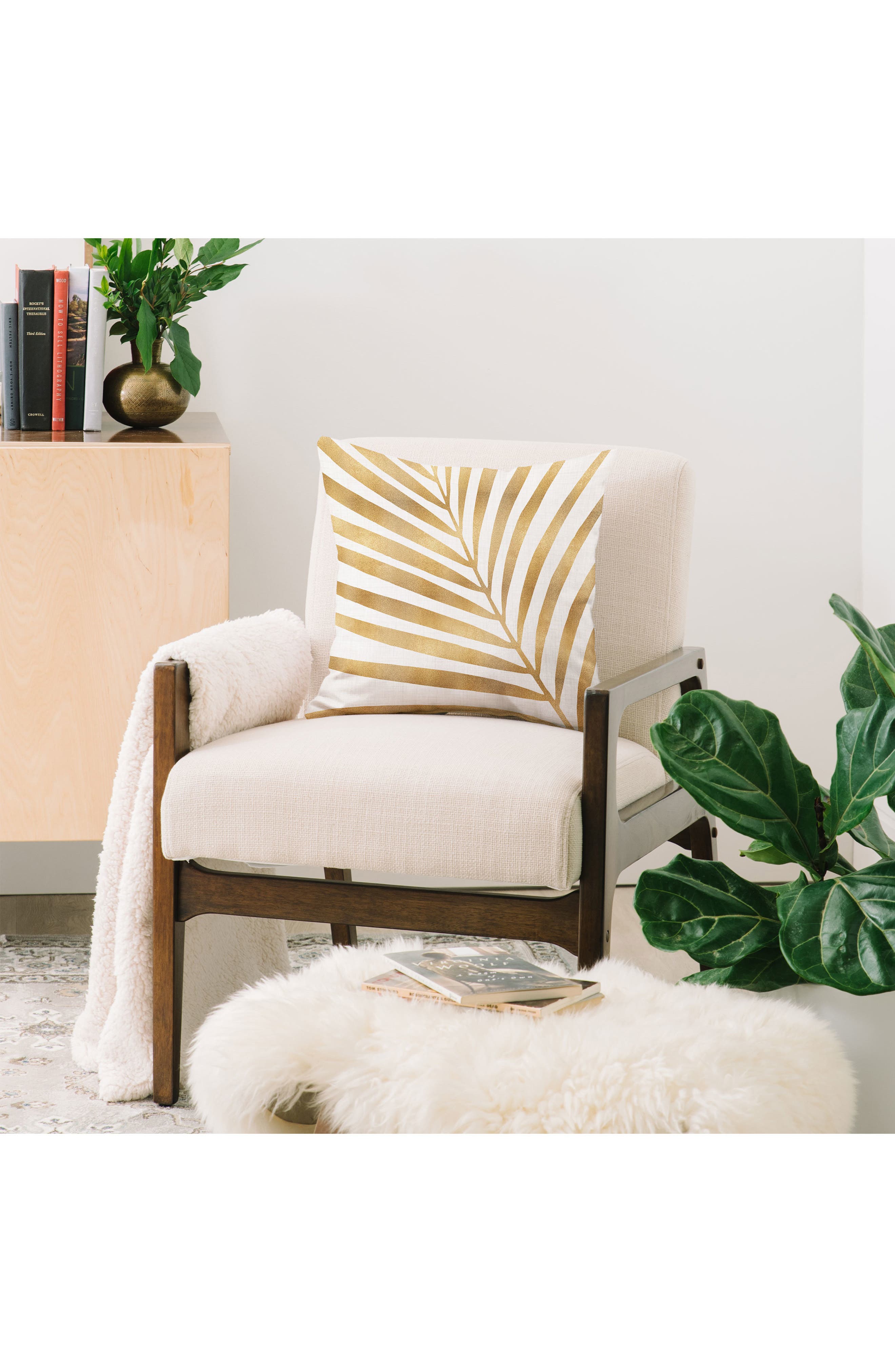 Deny Designs Modern Tropical Metallic Gold Throw Pillow