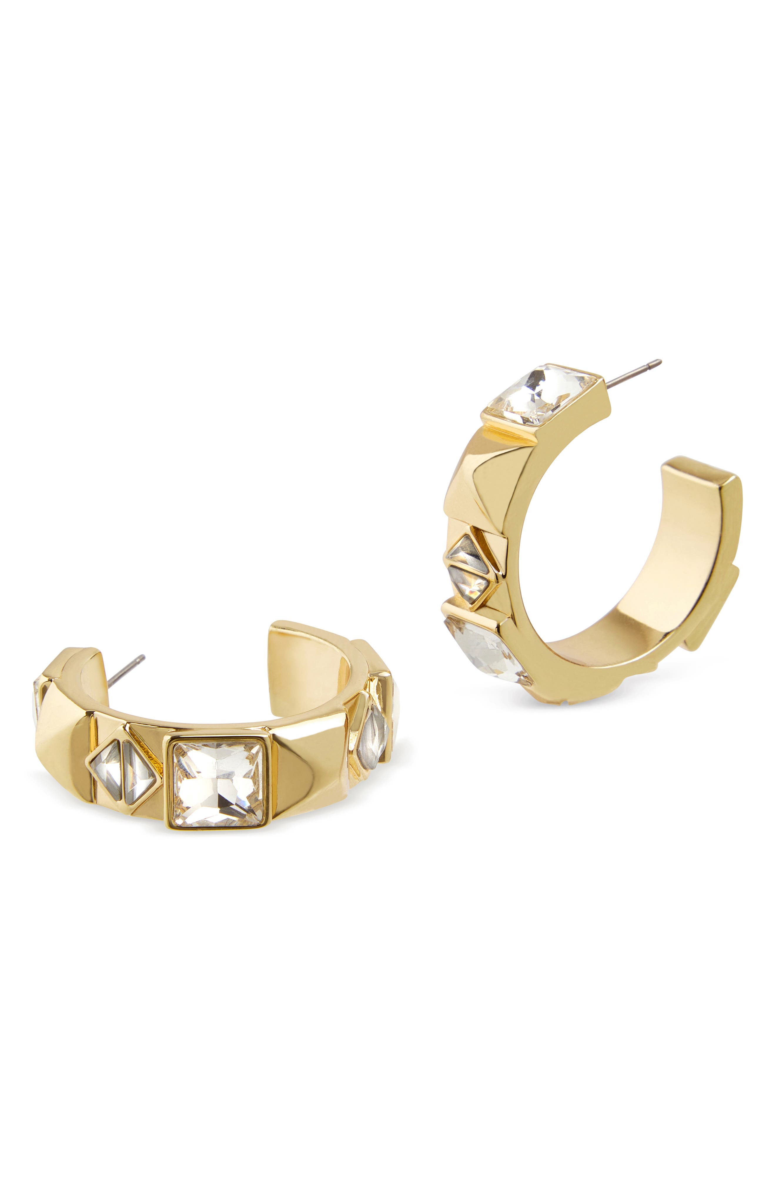 AllSaints Geometric Crystal Hoop Earrings