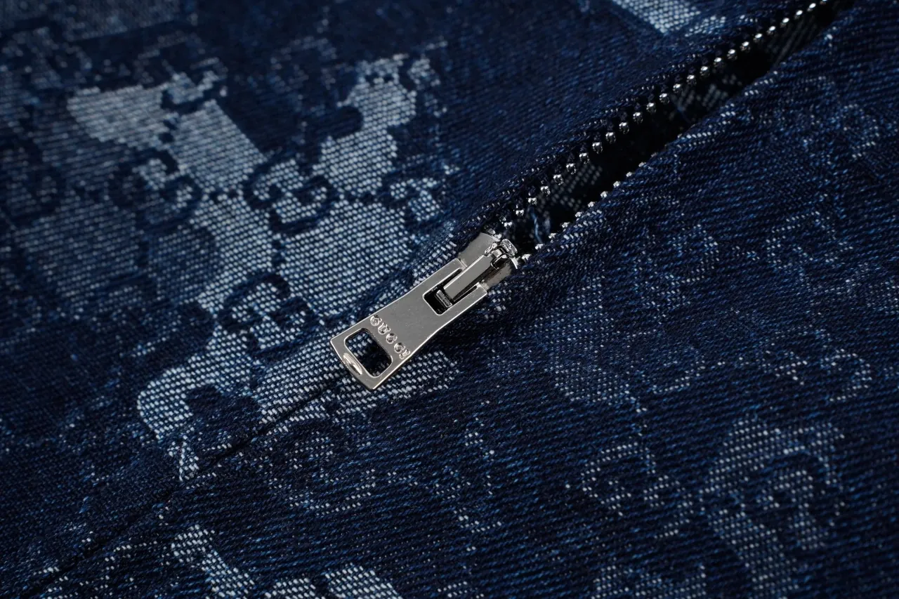 GUCCI Blue White Marble GG Denim Zip Jacket product photo from LabelPicks