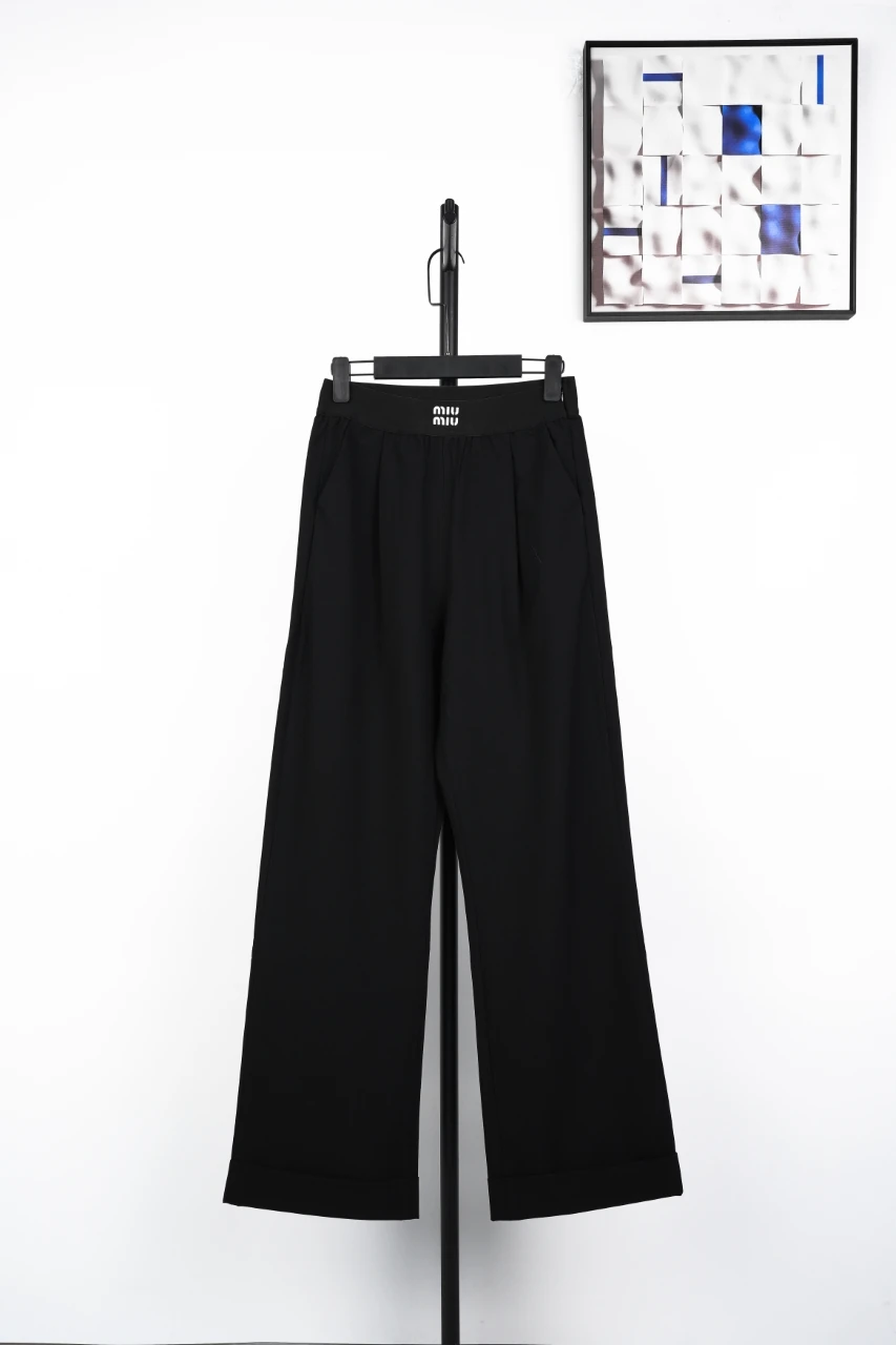 Miu Miu Black Elastic Waist Straight Trousers product photo from LabelPicks