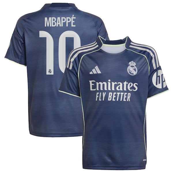 Kylian Mbappé Los Merengues adidas Youth 2025/26 Away Replica Player Jersey - Blue/White