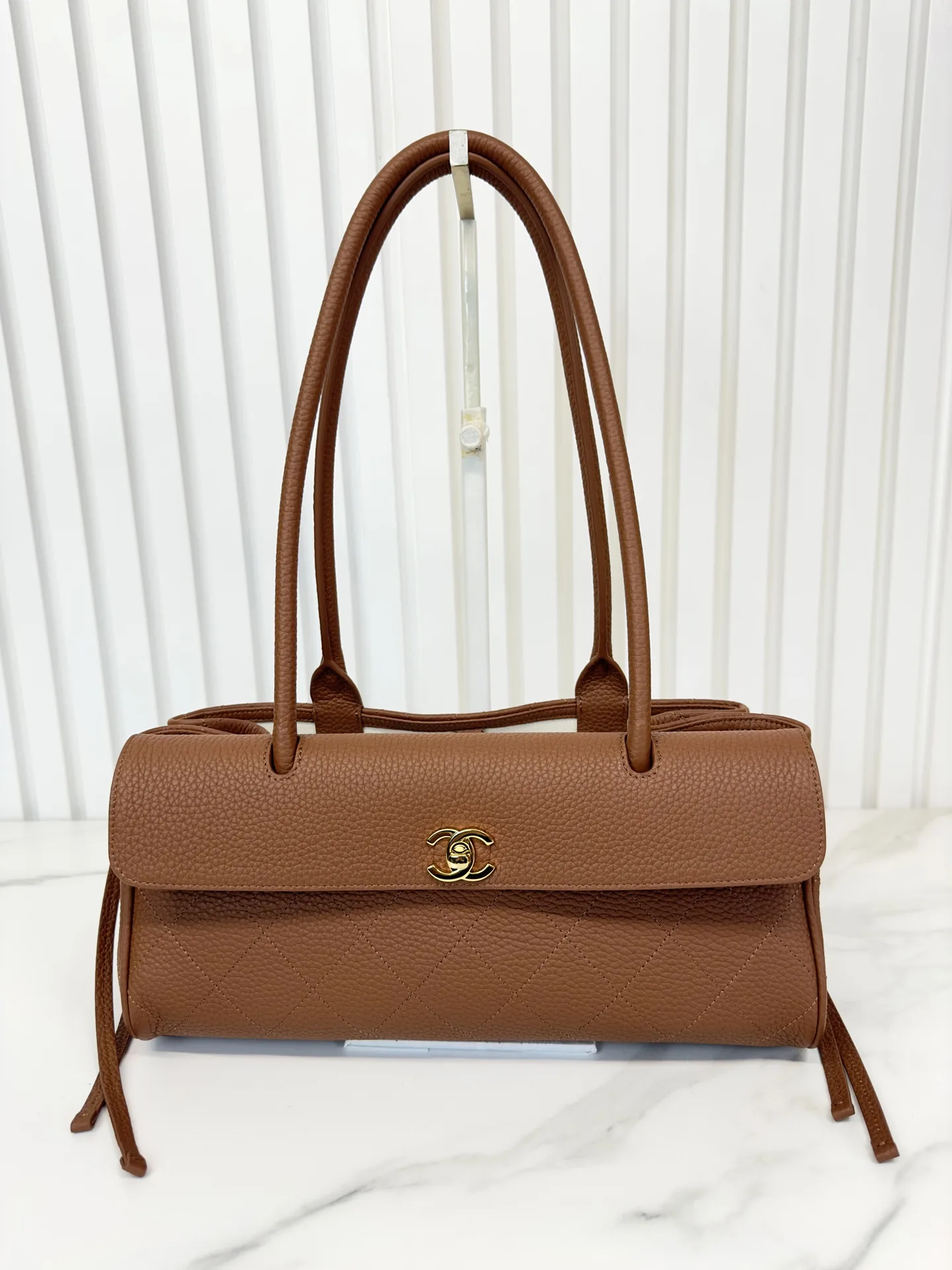 Chanel Brown Grained Leather Top Handle Bag product photo from LabelPicks