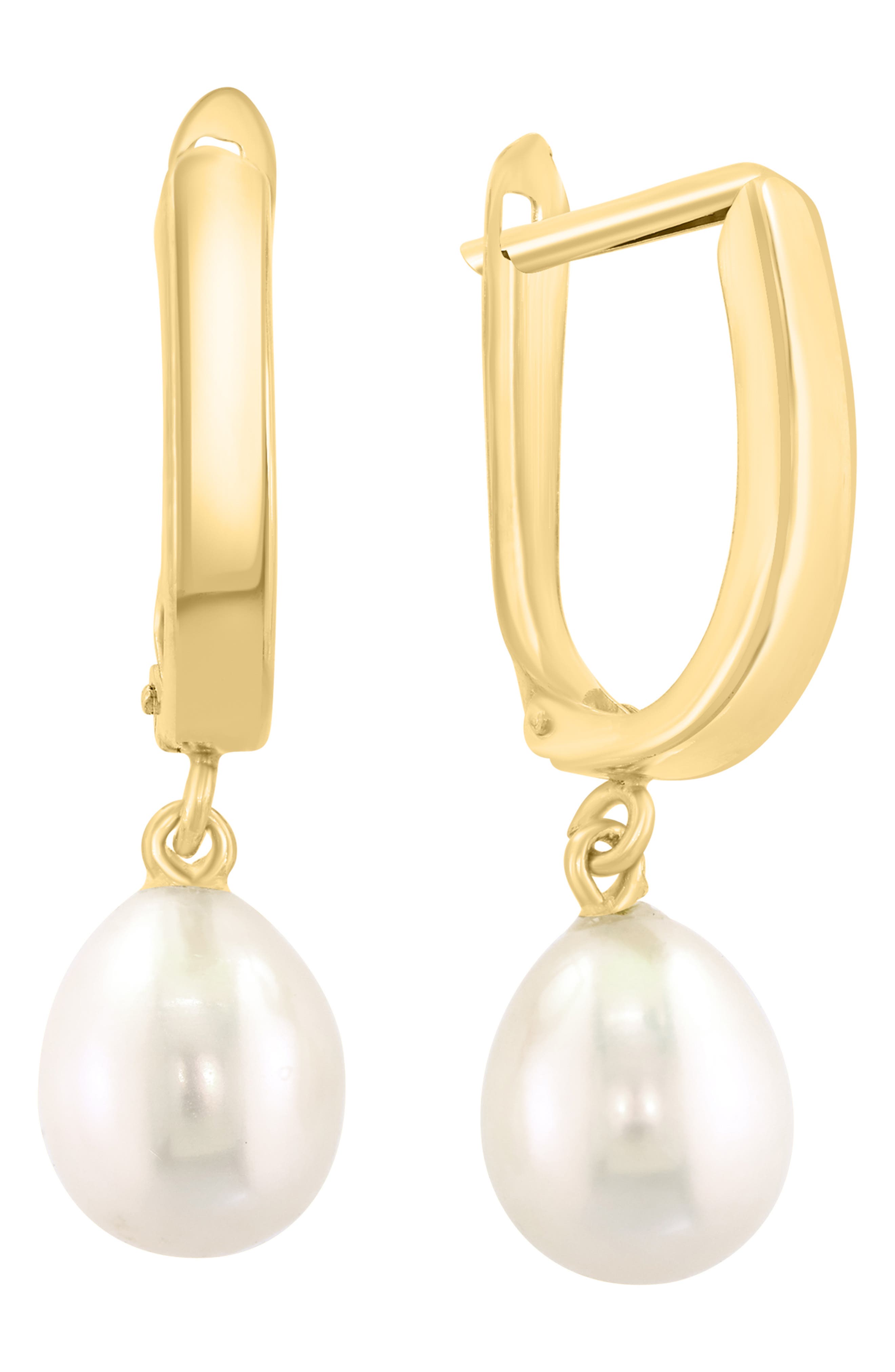 EFFY 14K Gold Freshwater Pearl Hoop Earrings