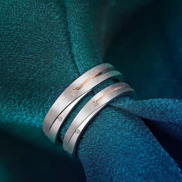 Original design couple ring niche male and female pair ring a pair of simple opening adjustment New Year gift engraving