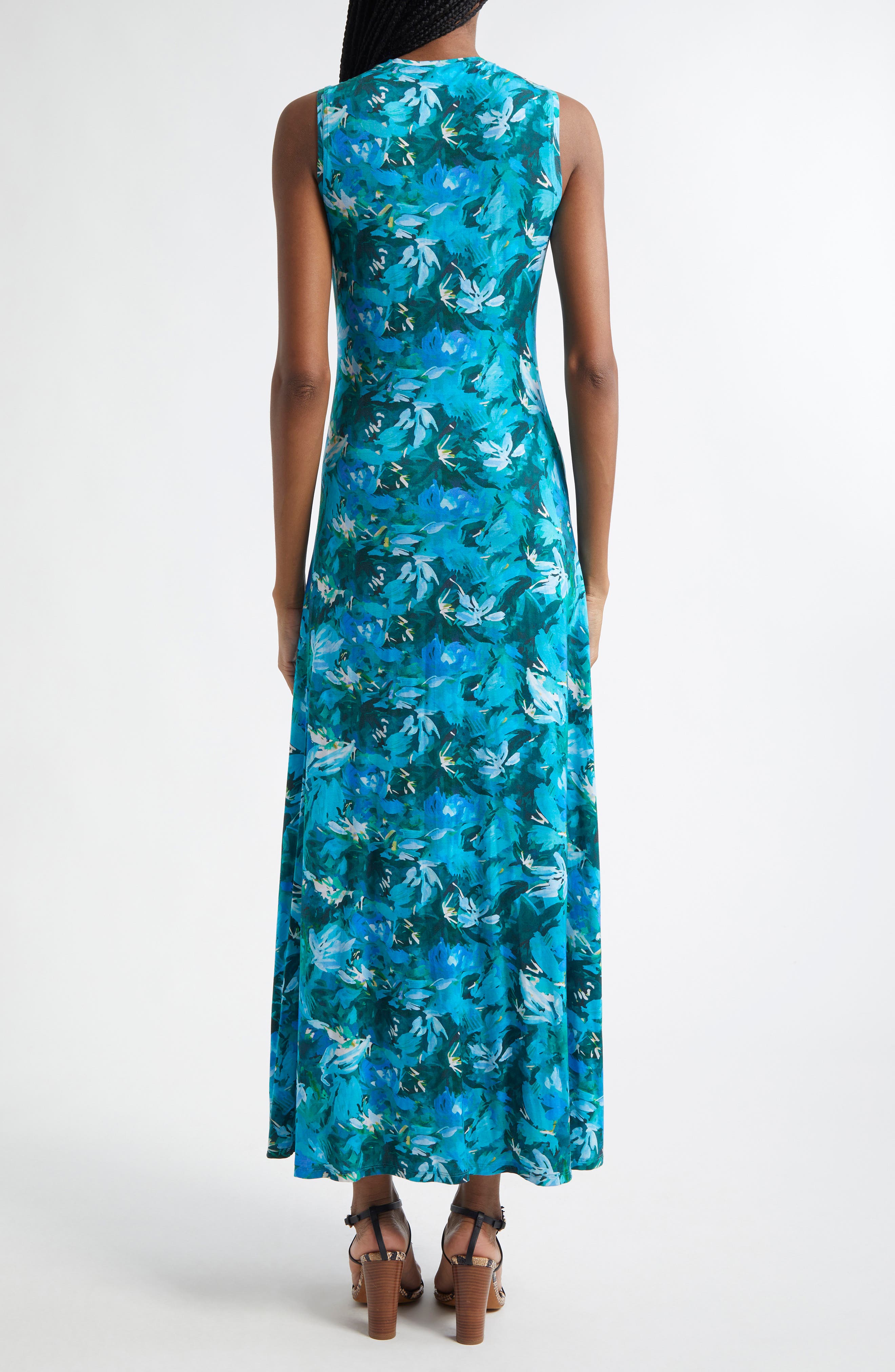 Ulla Johnson Elise Floral Print Ruffle Sleeveless Maxi Dress