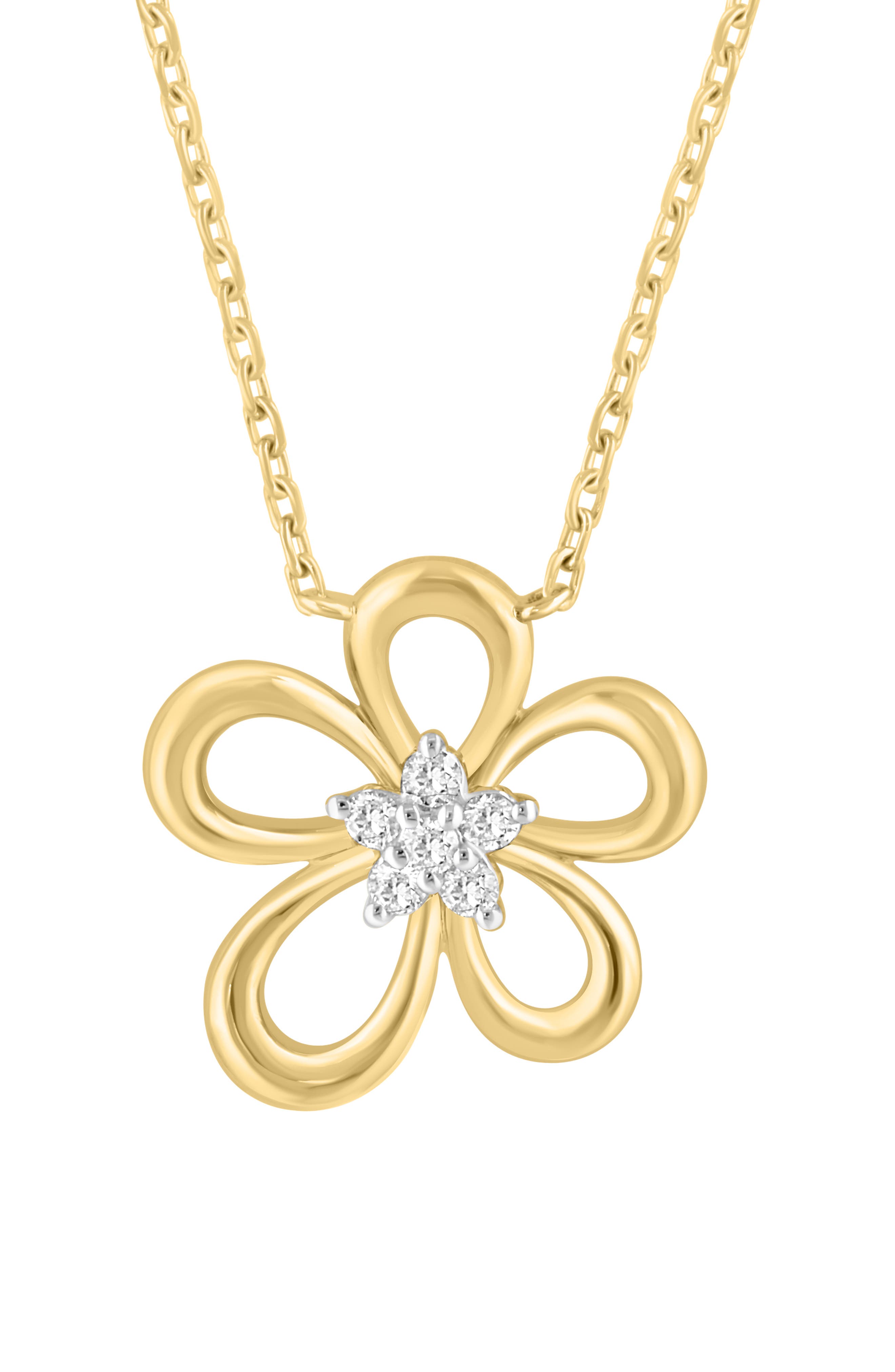 EFFY 14K Gold Plated Sterling Silver Pavé Diamond Flower Pendant Necklace