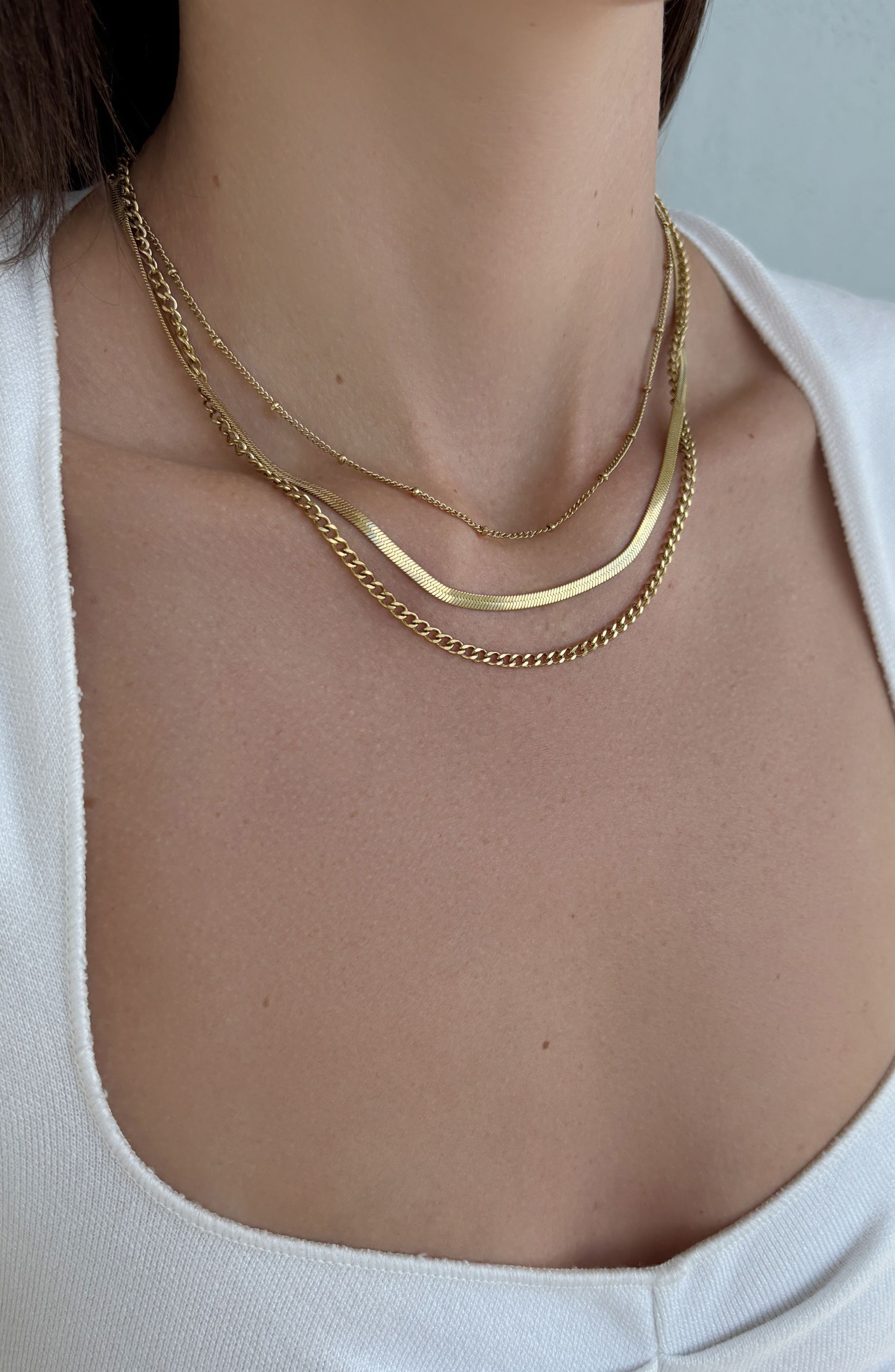 Adornia 18k Gold Plated Set of 3 Layered Necklaces