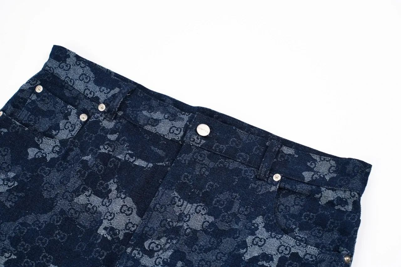 GUCCI Blue White Marble GG Denim Pants product photo from LabelPicks