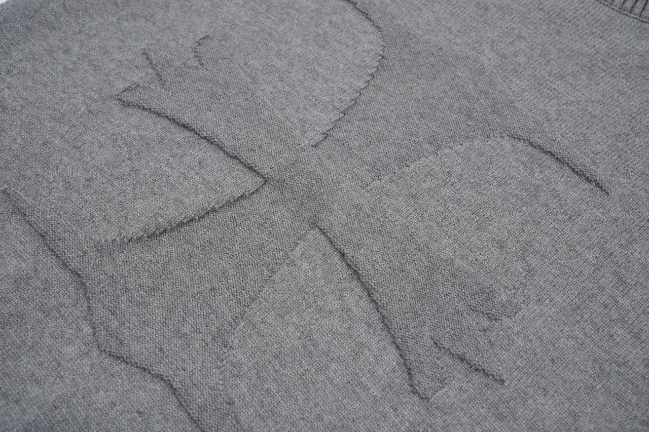 Chrome Hearts Grey Cross Leather Label Intarsia Crewneck Sweater product photo from LabelPicks