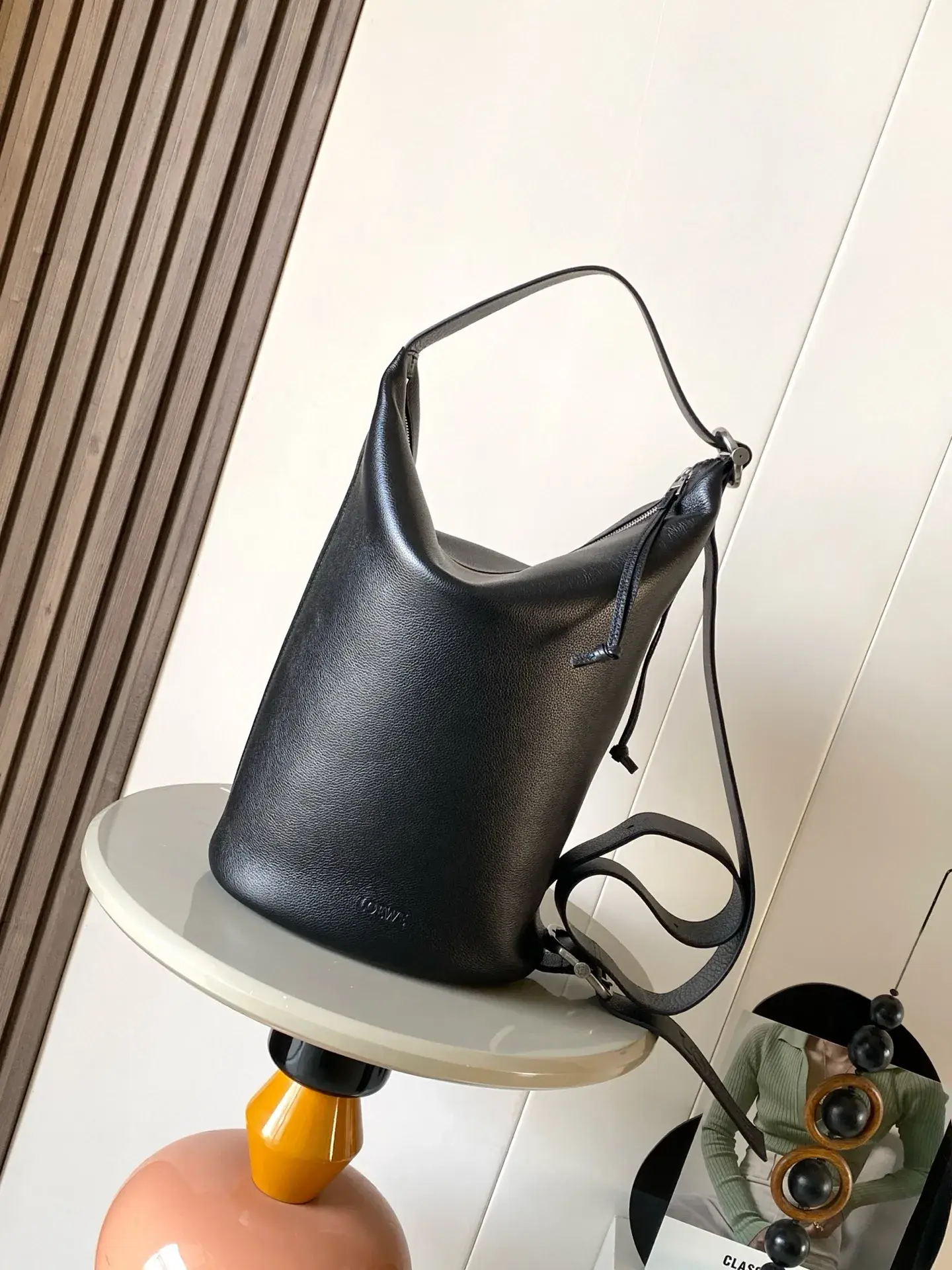 Bottega Veneta Loop Black Grained Leather Bucket Bag product photo from LabelPicks