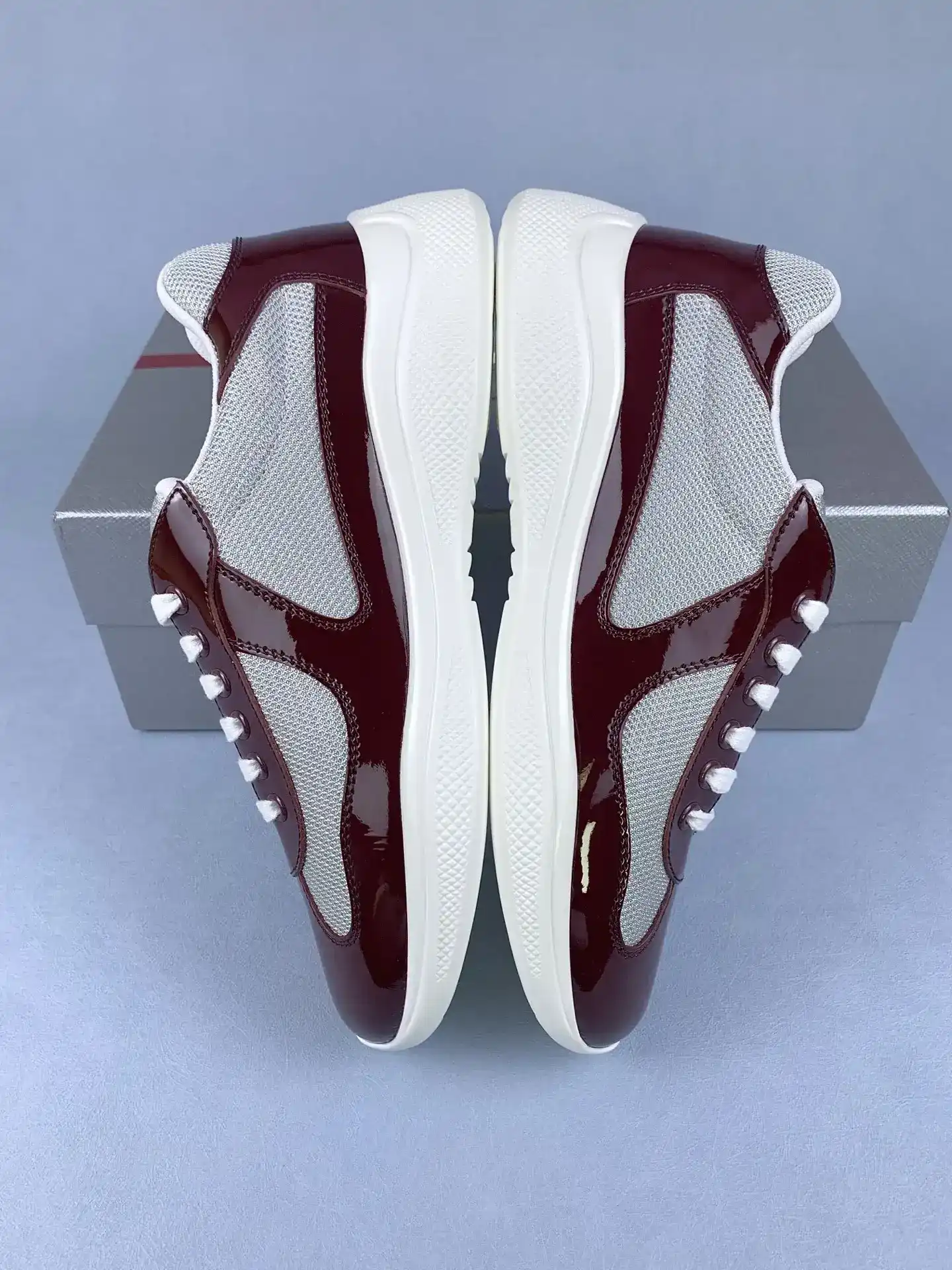 Patent leather and technical fabric Prada America's Cup sneakers product photo from LabelPicks