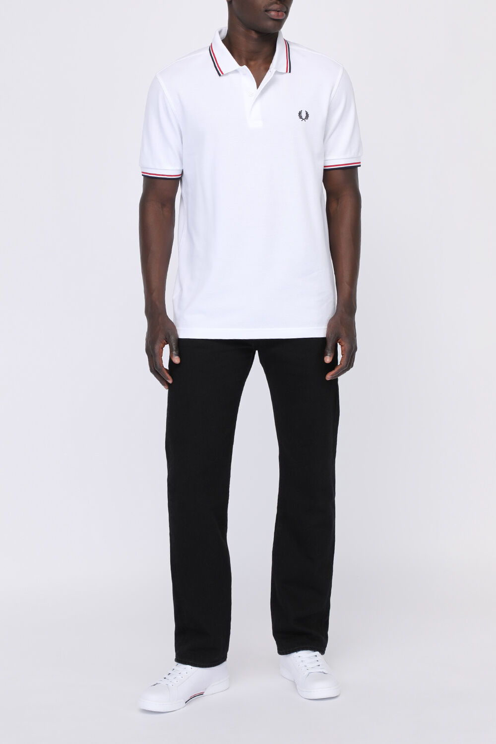 FRED PERRY חולצת פולו ספורטיבית לבנה