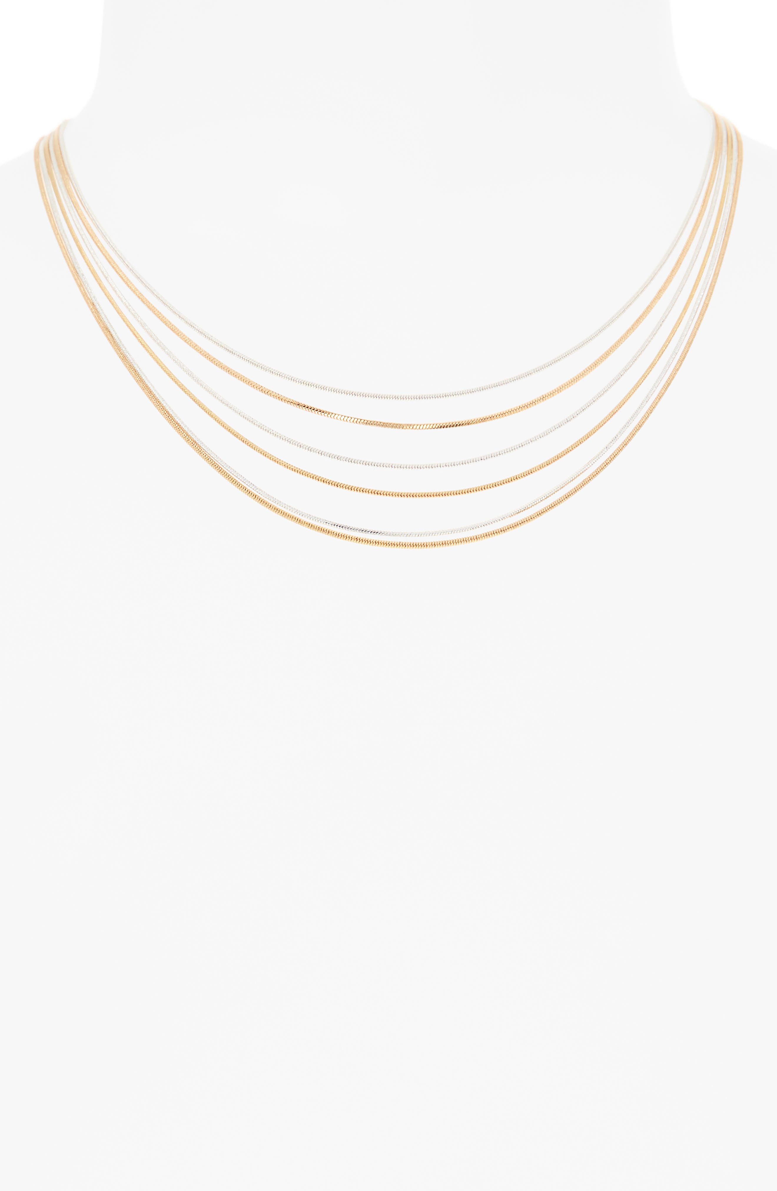 NORDSTROM RACK Two-Tone Snake Chain Layered Necklace