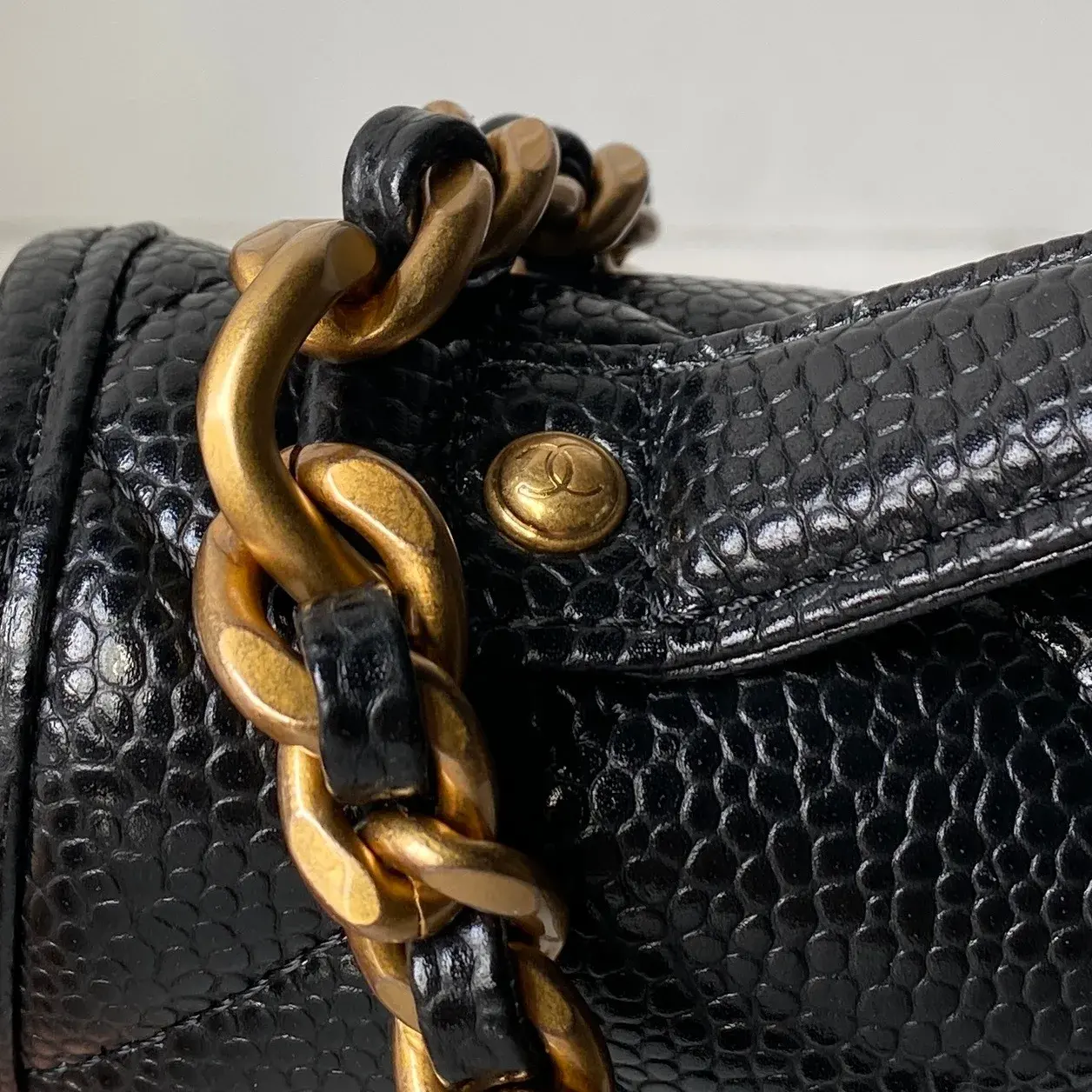 Chanel Gold Grained Leather Crossbody Bag product photo from LabelPicks