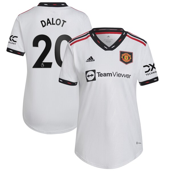 Diogo Dalot Manchester United adidas Women's 2022/23 Away Replica Player Jersey - White