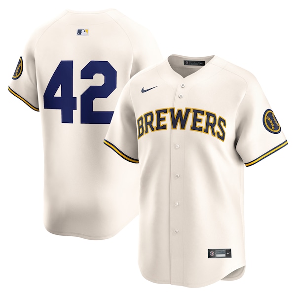 Milwaukee Brewers Nike 2024 Jackie Robinson Day Home Limited Jersey – Cream